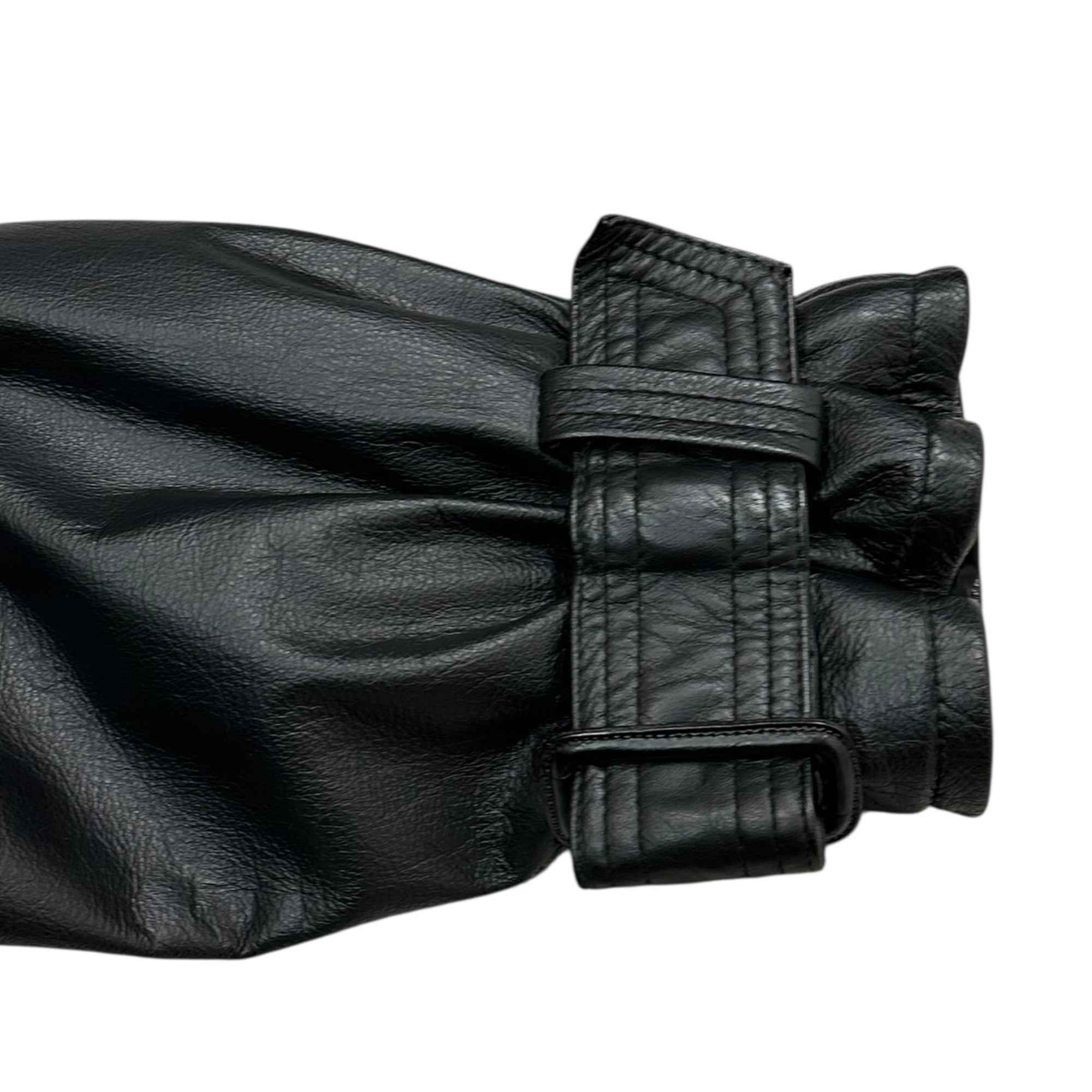 MEN'S TENORAS(ティノラス) 90's Design Pocket Belted Cow Leather Coat デザイン ポケット ベルテッド カウ レザー コート TA-6502 L ブラック 90年代 ヴィンテージ