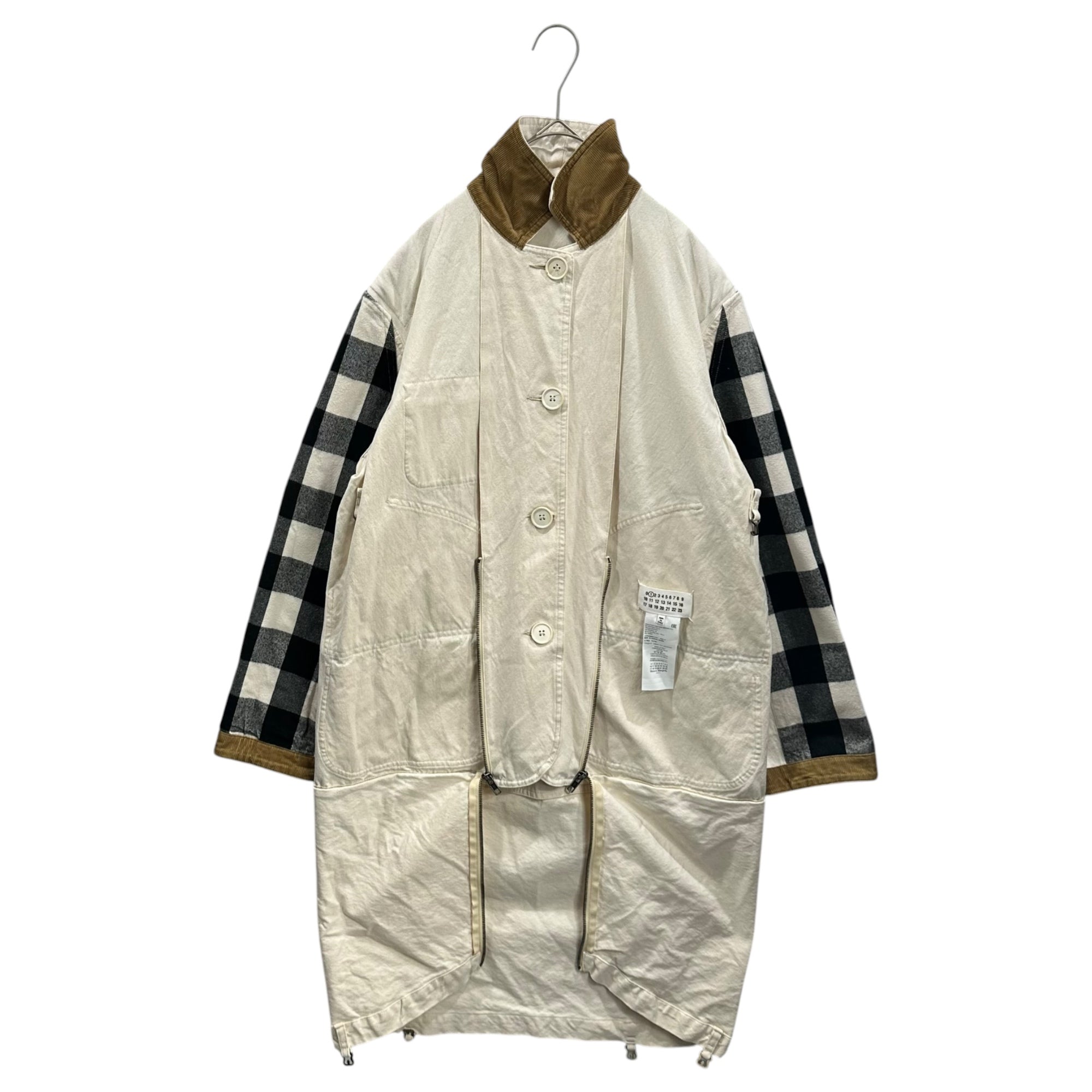 MAISON MARGIELA(メゾンマルジェラ) 22SS 4WAY Check Jacket コットン キャンバス チェック ジャケット S51AM0455 36 ホワイト コート