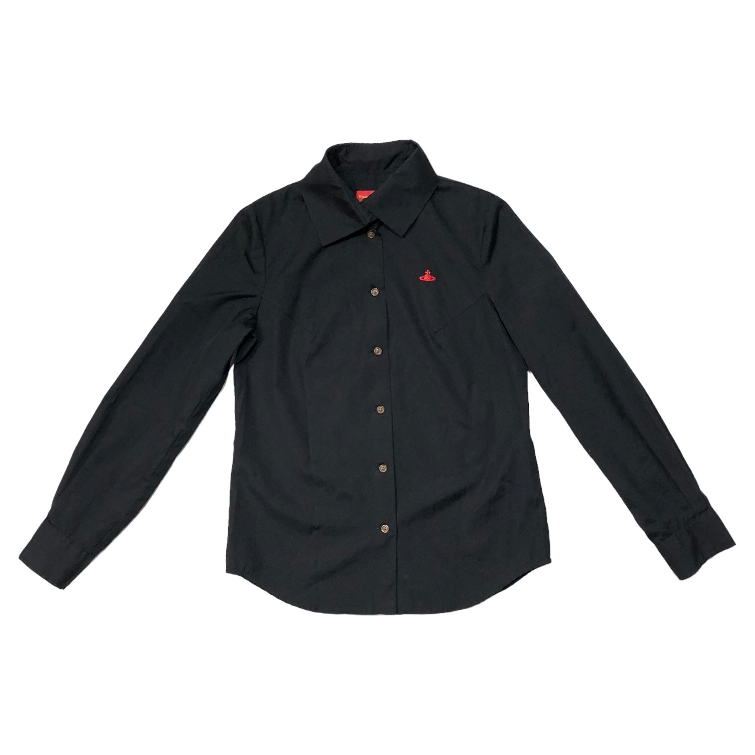 Vivienne Westwood RED LABEL(ヴィヴィアンウエストウッドレッドレーベル) One point orb long sleeve shirt ワンポイントオーブ長袖シャツ 16-03-862001 2(M程度) ブラック×レッド