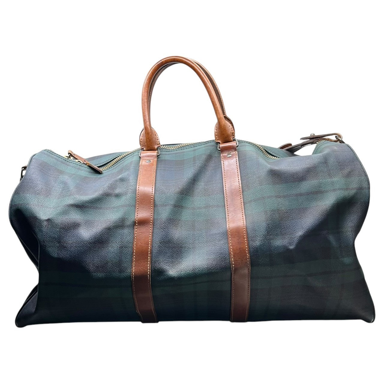 POLO RALPH LAUREN(ポロラルフローレン) 2WAY チェック ボストン バッグ グリーン×ネイビー 旅行