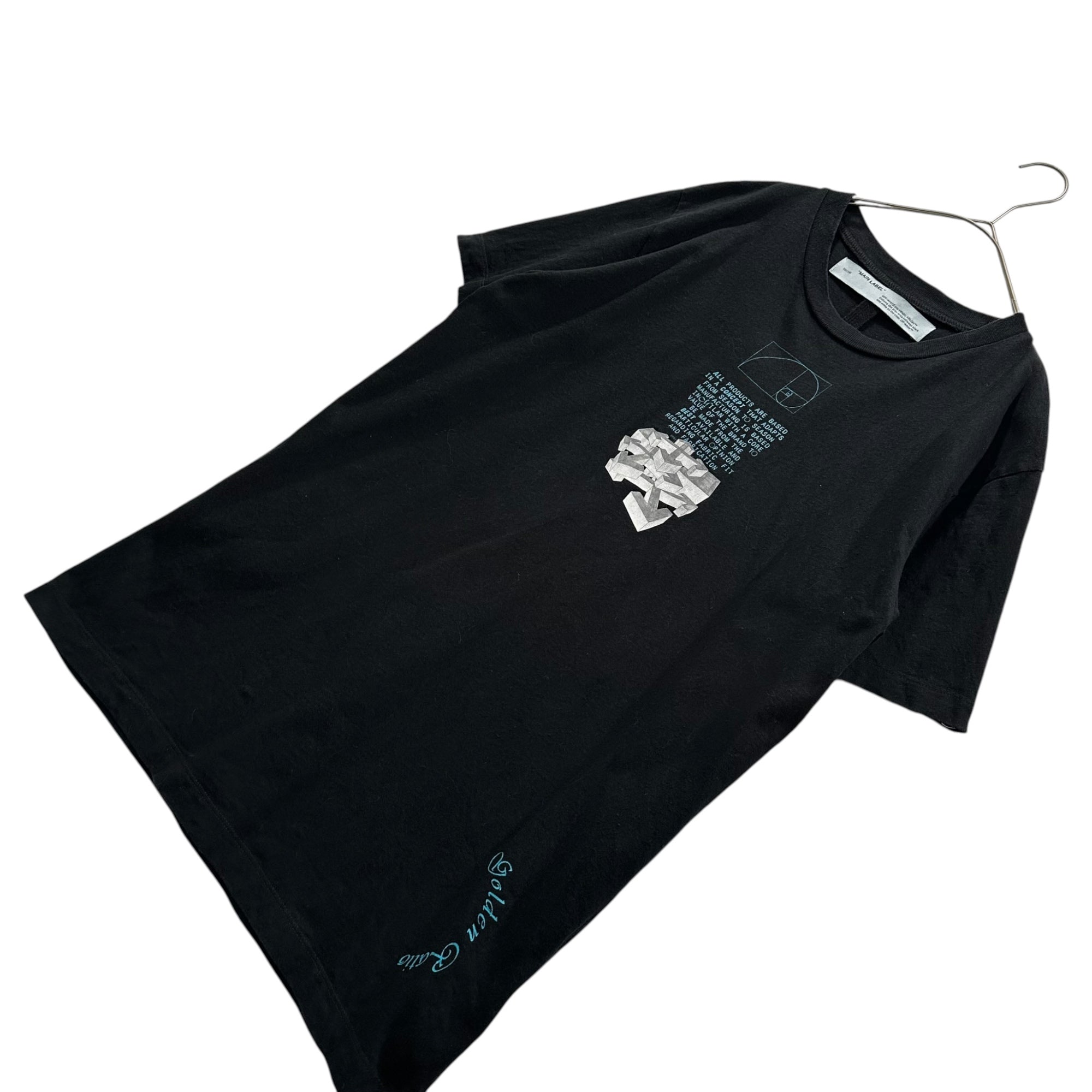 Off-White(オフホワイト) 20SS DRIPPING ARROWS 黄金比 モチーフ ロゴ Tシャツ OMAA027R20185005 M ブラック×ブルー×ホワイト