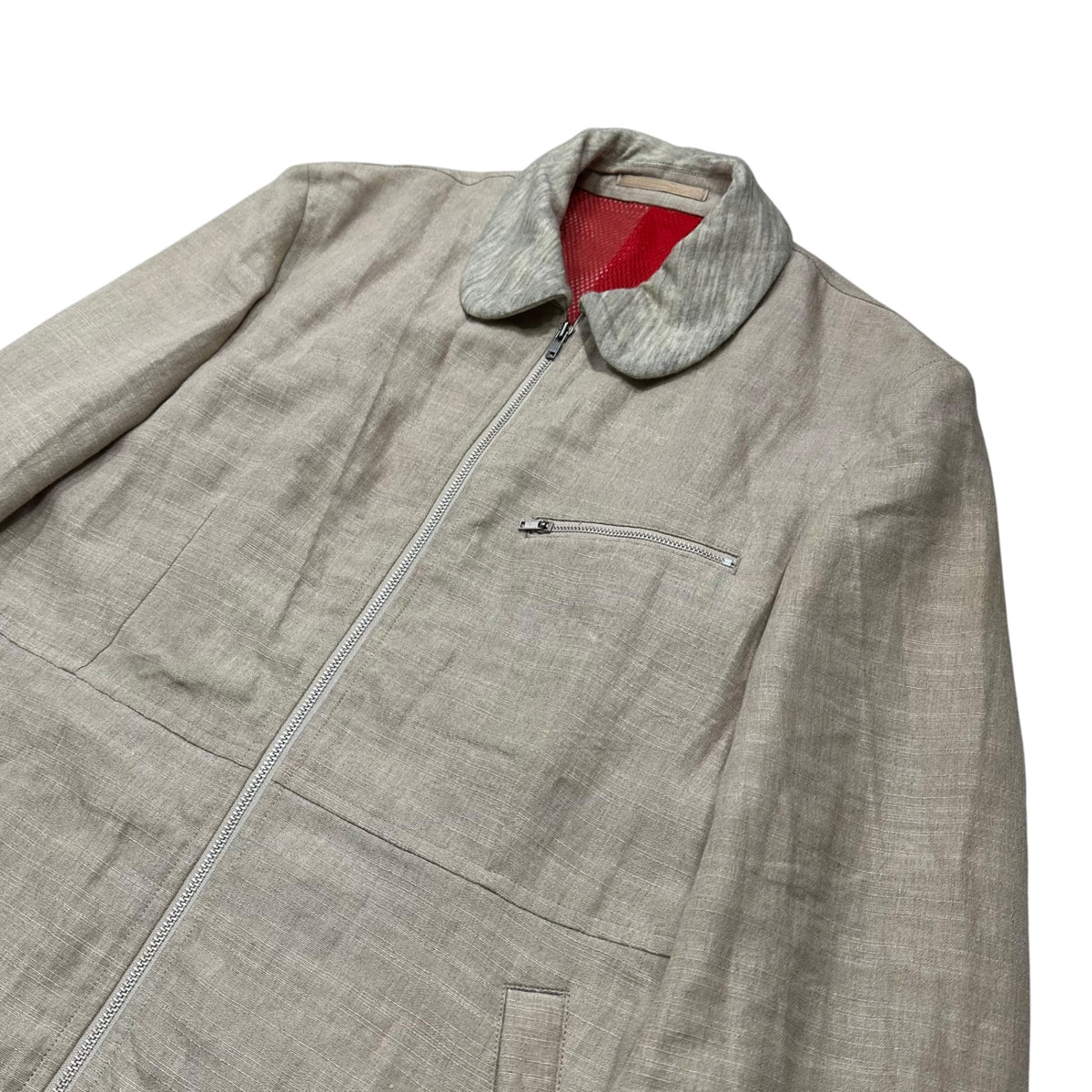 COMME des GARCONS HOMME PLUS(コムデギャルソンオムプリュス) 1996SS Reflective-Period Linen Zip-Up Jacket リフレクター期 リネン ジップ アップ ジャケット PJ-100970 FREE ベージュ AD1995 90s アーカイブ