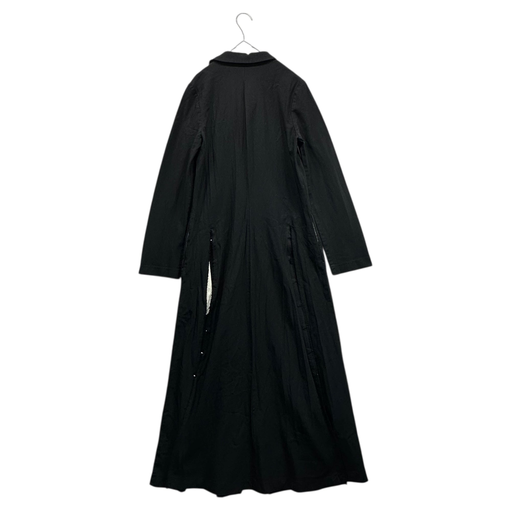 COMME des GARCONS COMME des GARCONS(コムデギャルソンコムデギャルソン) 20SS Product-dyed polyester felted side slit & hook button long shirt dress 製品染め ポリエステル 縮絨 サイド スリット & フックボタン ロング シャツ ワンピース RE-O015 M ブラック AD2019