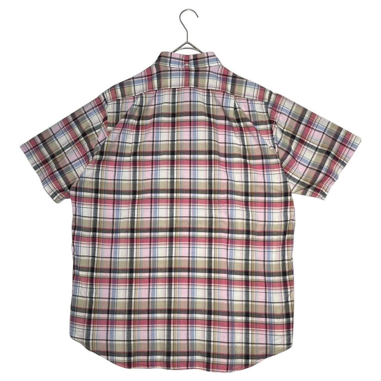 A BATHING APE(アベイシングエイプ) 00's One point logo check S/S shirt ワンポイントロゴ 半袖 シャツ XL ピンク×ブラウン