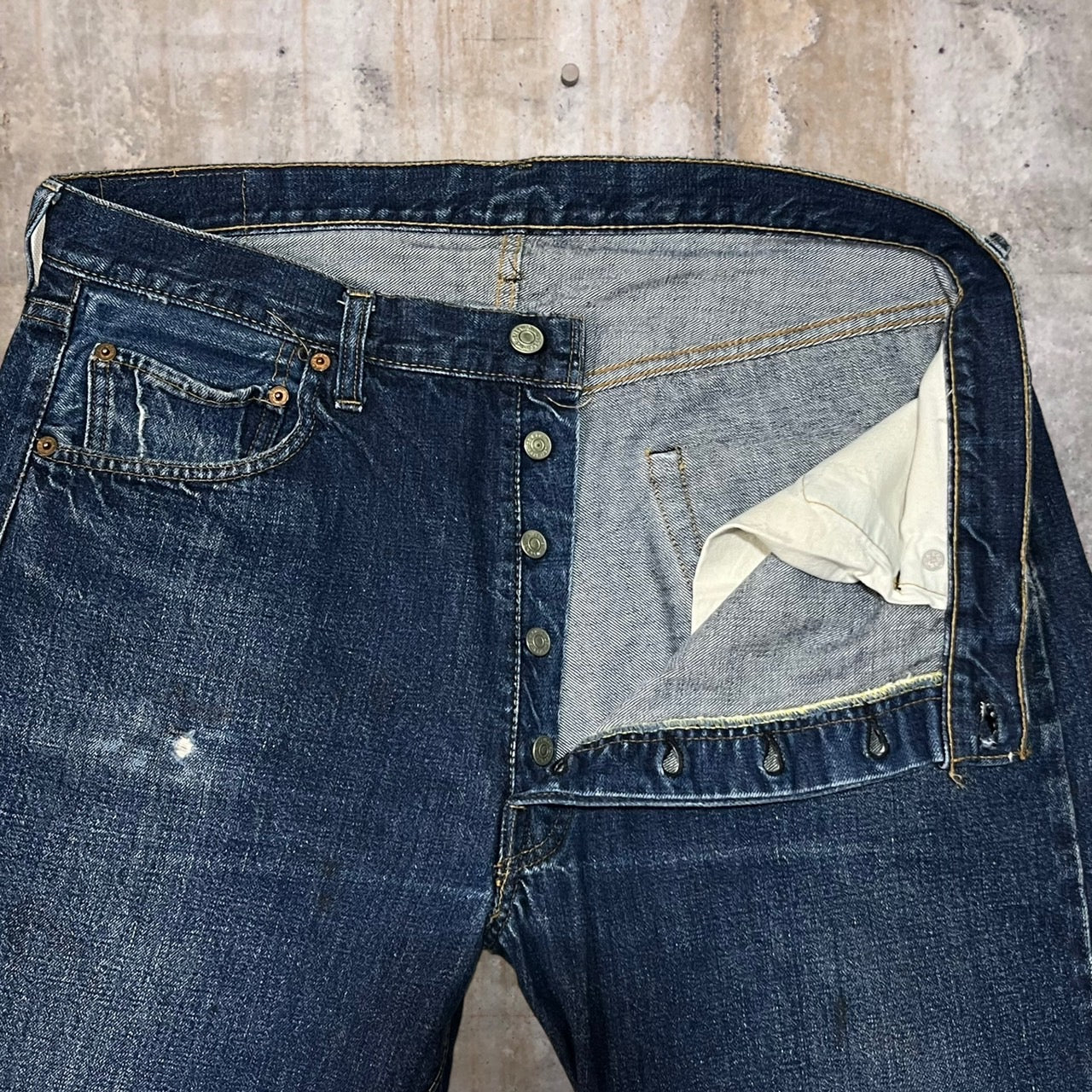 Levi's(リーバイス) 70's 66前期501vintage denim pants/ヴィンテージデニムパンツ/ストレート 表記無し(W37程度) インディゴ/濃紺 1975年1月製造 70年代 70s スモールe 赤耳