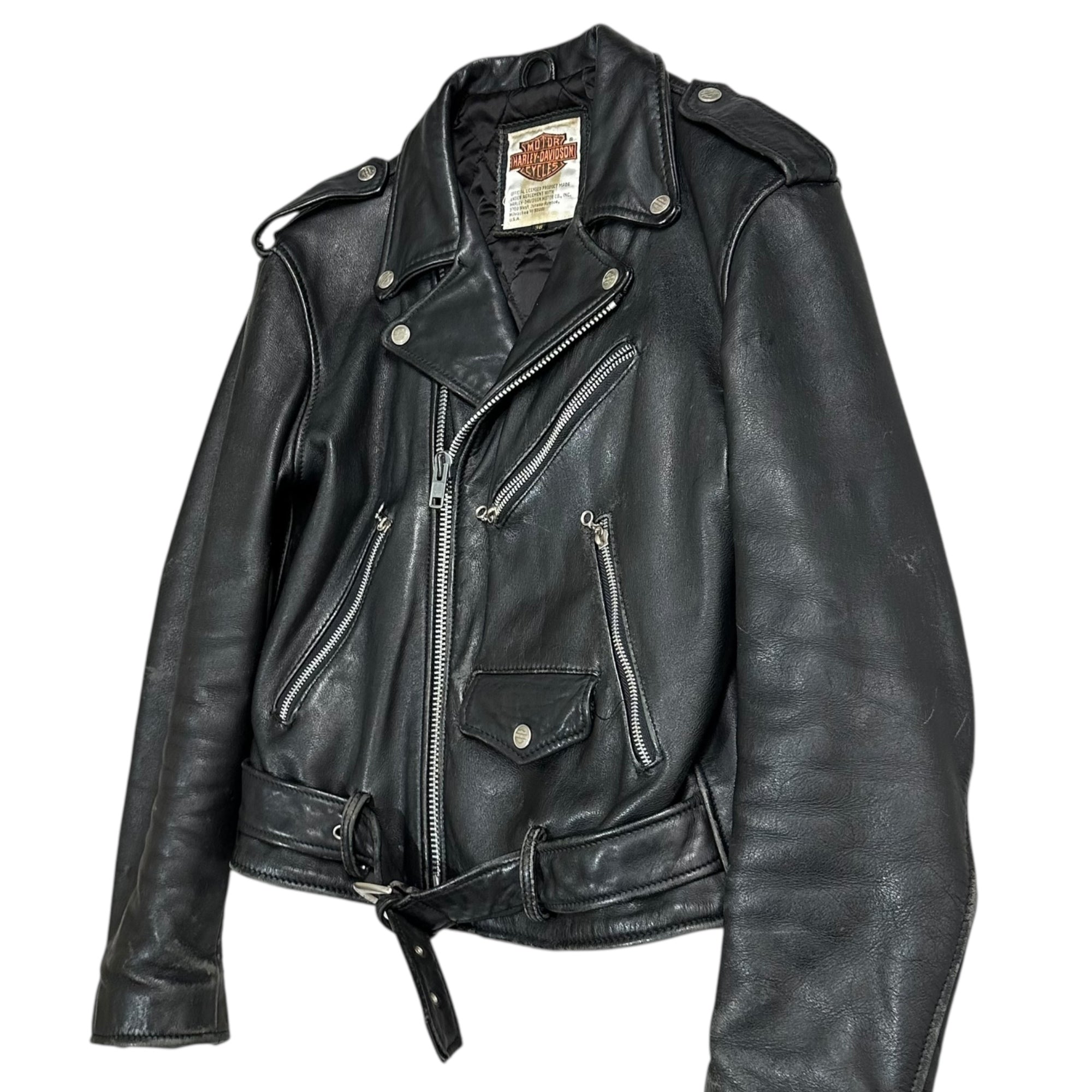 HARLEY DAVIDSON(ハーレーダビッドソン) Double Riders Jacket ダブル ライダース ジャケット 38(M程度) ブラック レザー