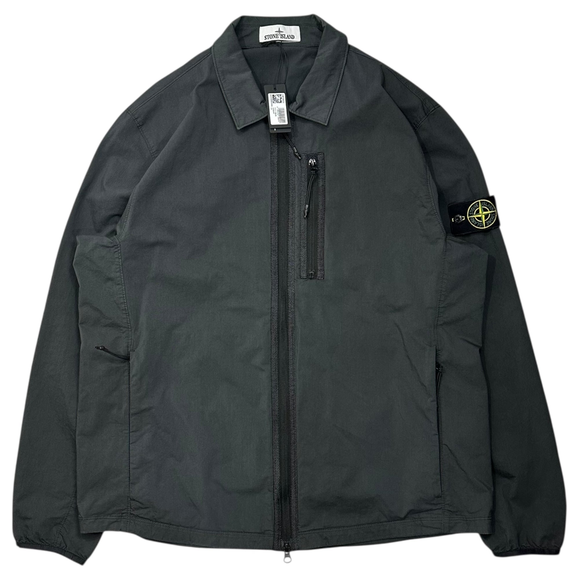 STONE ISLAND(ストーンアイランド) 24AW Bi-Stretch Cotton Nylon Twill Over Shirt ストレッチ コットン ナイロン ツイル オーバー シャツ 811511311 XXL チャコールグレー