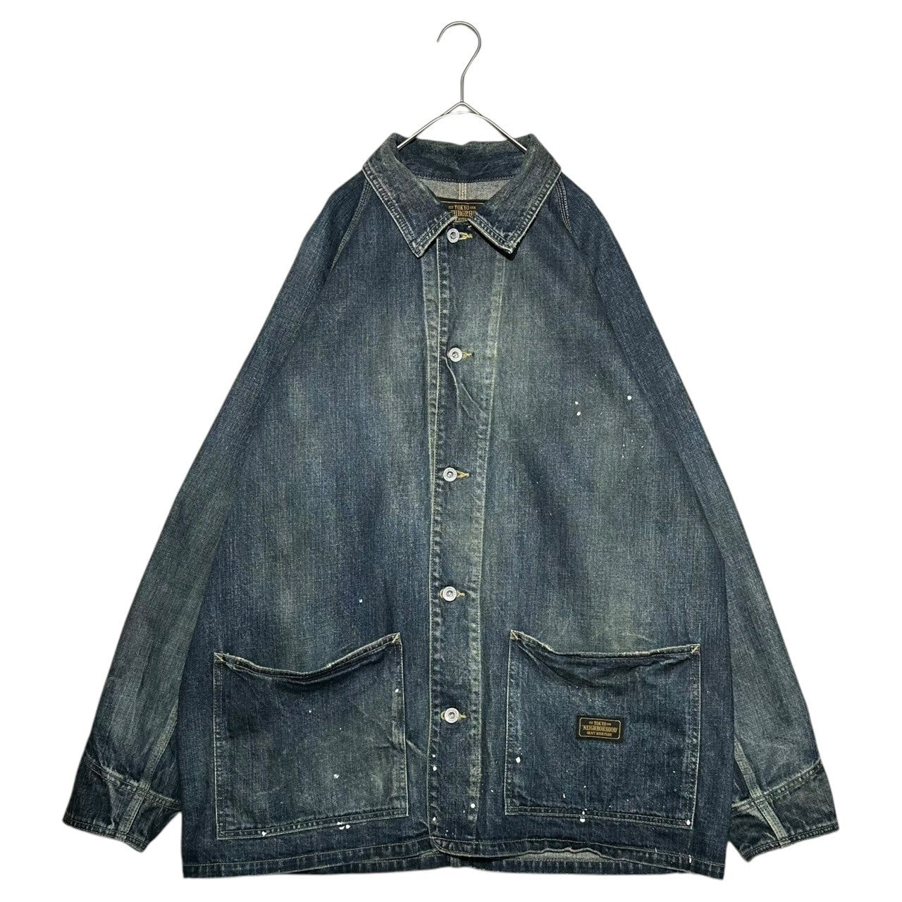 NEIGHBORHOOD(ネイバーフッド) 20SS Savage.S.C.C. Painted coverall サベージ. S.C.C. ペンキ加工 カバーオール デニム ジャケット 201XBNH-JKM04 L インディゴ 参考定価50,600円(税込)