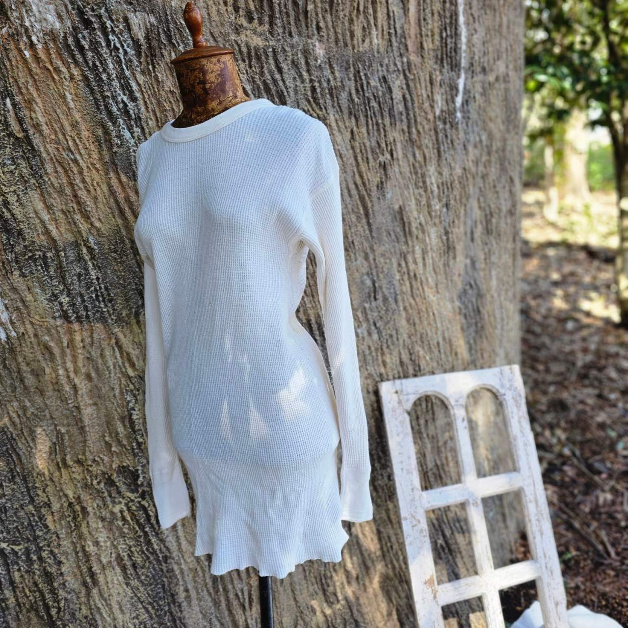VINTAGE(ヴィンテージ) 60's Healthknit thermal shirt underwear コットン サーマルロングスリーブシャツ アンダーウェア L(42~44) ホワイト