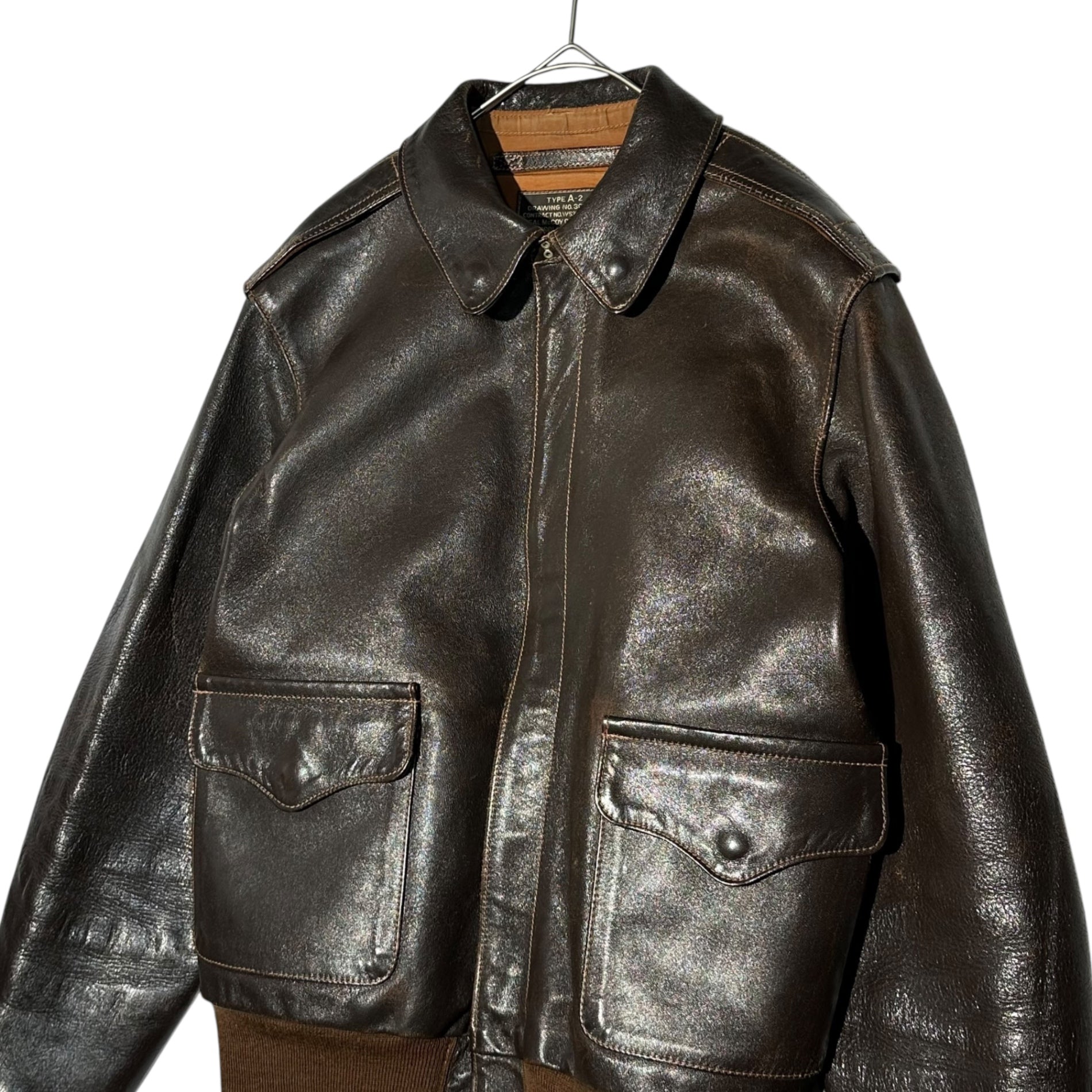 THE REAL McCOY'S(ザリアルマッコイズ) A-2 Leather Flight Jacket レザー フライト ジャケット 30-1415 34(XS程度) ブラウン CONMAR ZIP