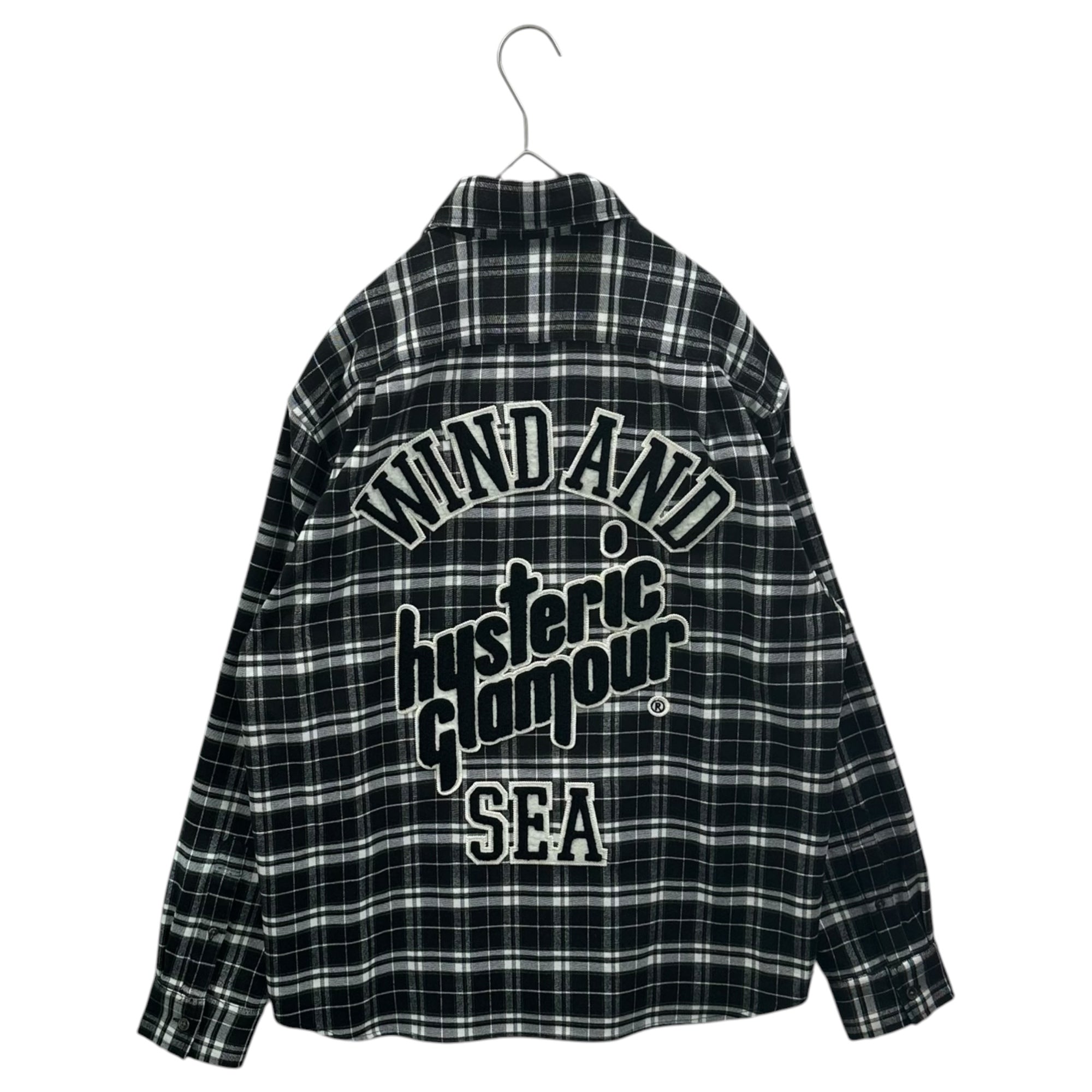 WIND AND SEA×HYSTERIC GLAMOUR (ウィンダンシー×ヒステリックグラマー) 2021AW White checkered long-sleeved shirt ホワイト チェック ロングスリーブ シャツ HDS-C-HYS-23-AP-Q1-09 M ブラック×ホワイト
