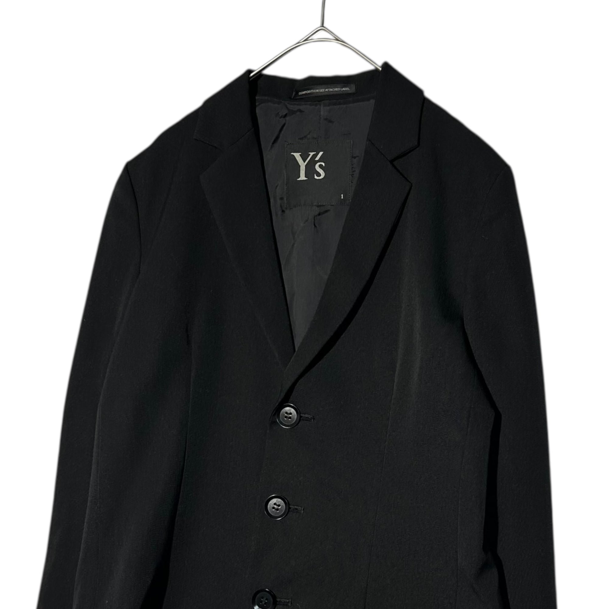 Y's(ワイズ) 3B Asymmetrical front tailored jacket 3ボタン フロント アシンメトリー デザイン テーラード ジャケット YF-J09-100 1(S) ブラック