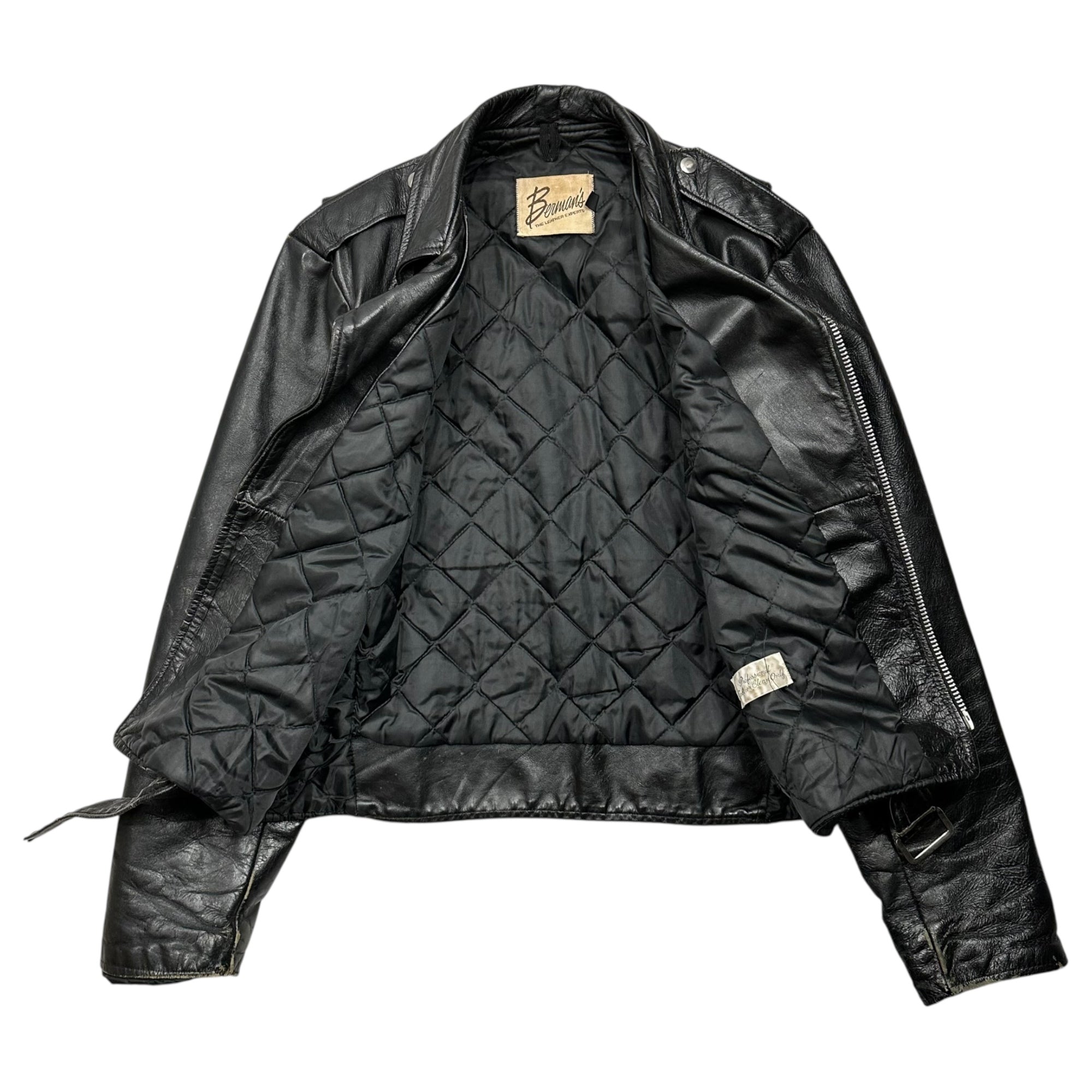 Berman's(バーマンズ) 70's~80's Leather Double Rider Jacket レザー ダブル ライダース ジャケット 44 REG(XL程度) ブラック 70年代~80年代 ヴィンテージ
