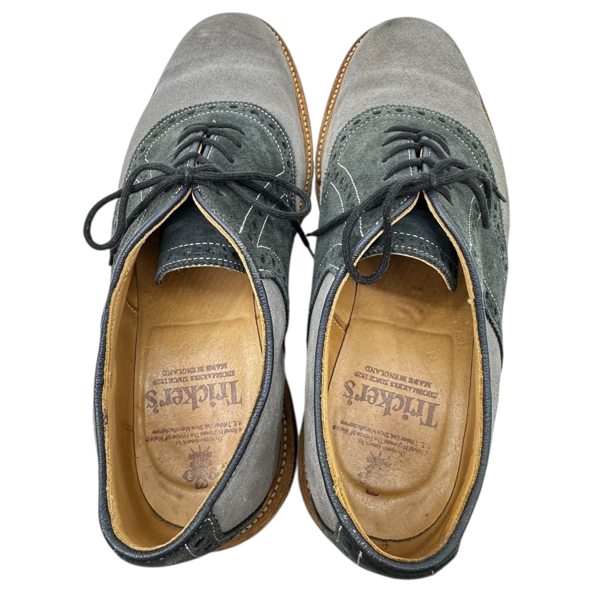 Tricker's(トリッカーズ) Two Tone Saddle Oxford ツートン スウェード メダリオン サドル シューズ 9(27.5cm程度) グレー×ネイビー オックスフォード レザー