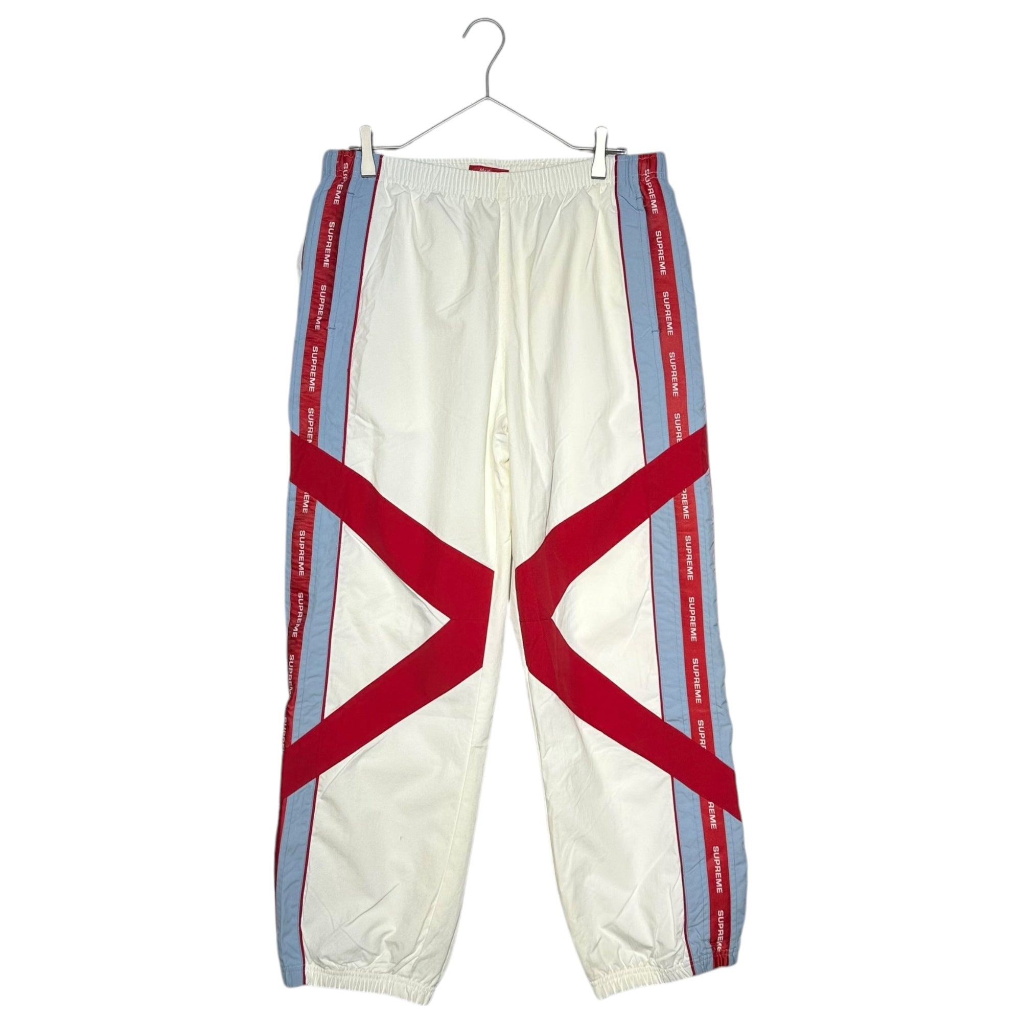 SUPREME(シュプリーム) 21SS Cross Paneled Track Pant クロスパネル トラック パンツ M ホワイト×レッド×スカイブルー ナイロン
