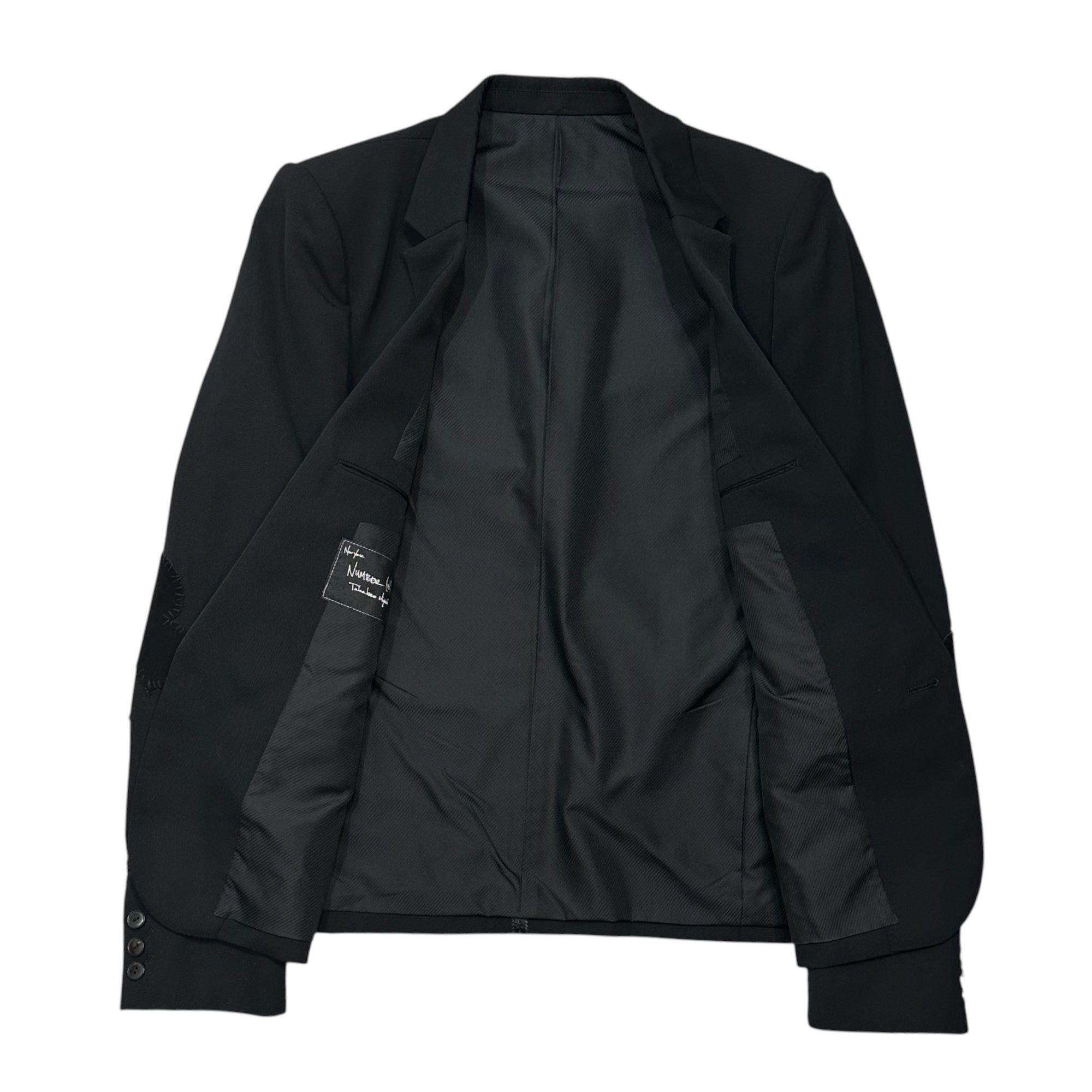 NUMBER (N)INE(ナンバーナイン) 2006AW NOIR期 Elbow-Patch Single-Button Wool Tailored Jacket エルボーパッチ 1B ウールテーラードジャケット F06-NJ001A 3(L程度) ブラック 00's Archive アーカイブ