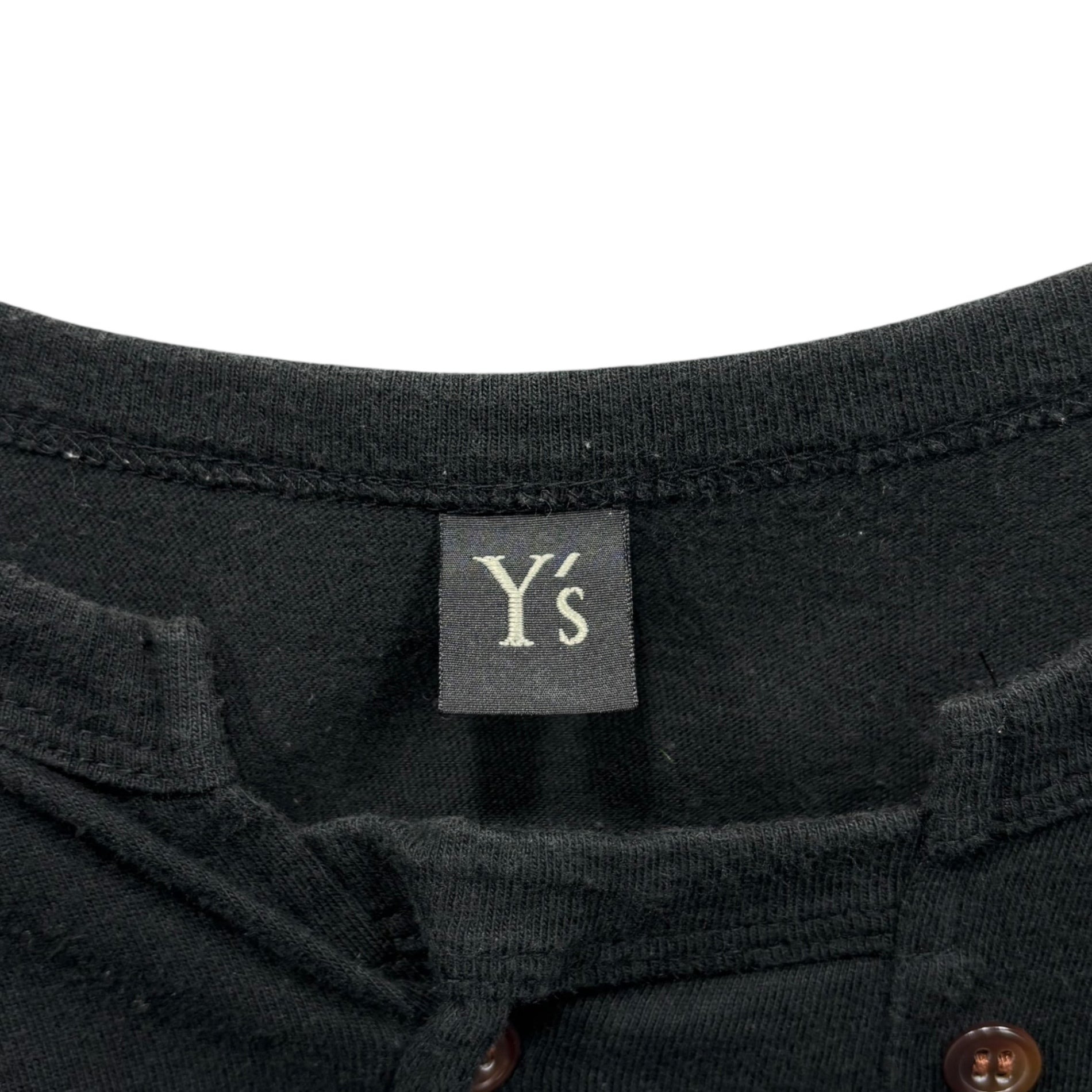 Y's(ワイズ) Double-Button Super Short Sleeve Pullover Knit Top 2連 ボタン スーパー ショートスリーブ プルオーバー カットソー YN-T85-074 2(M程度) ブラック 男性着用可能