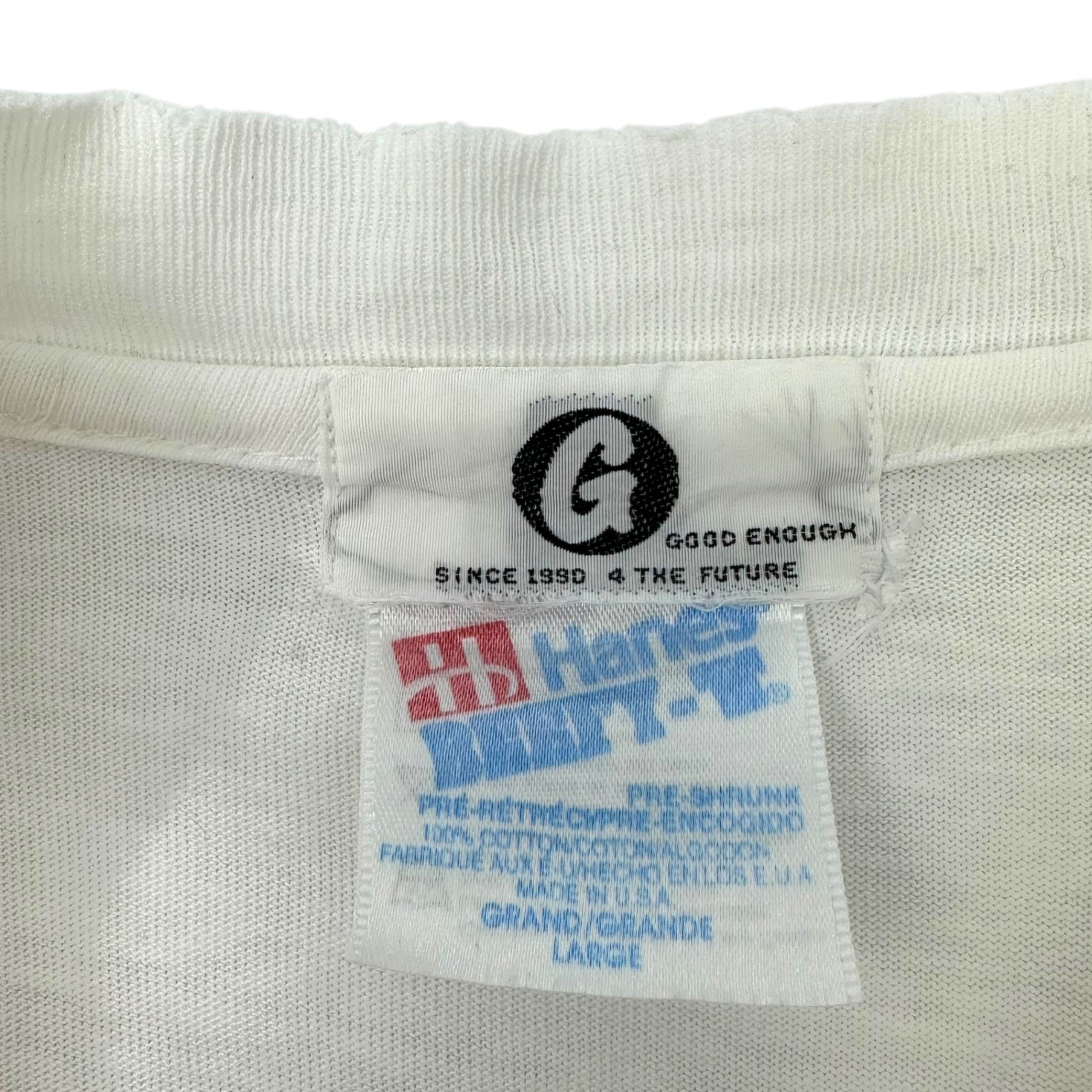 GOODENOUGH(グッドイナフ) 90's SUPREME DEVICE T-SHIRT 90年代 シュプリーム デバイス Tシャツ L ホワイト×ブルー 90年代オリジナル Hanesボディ