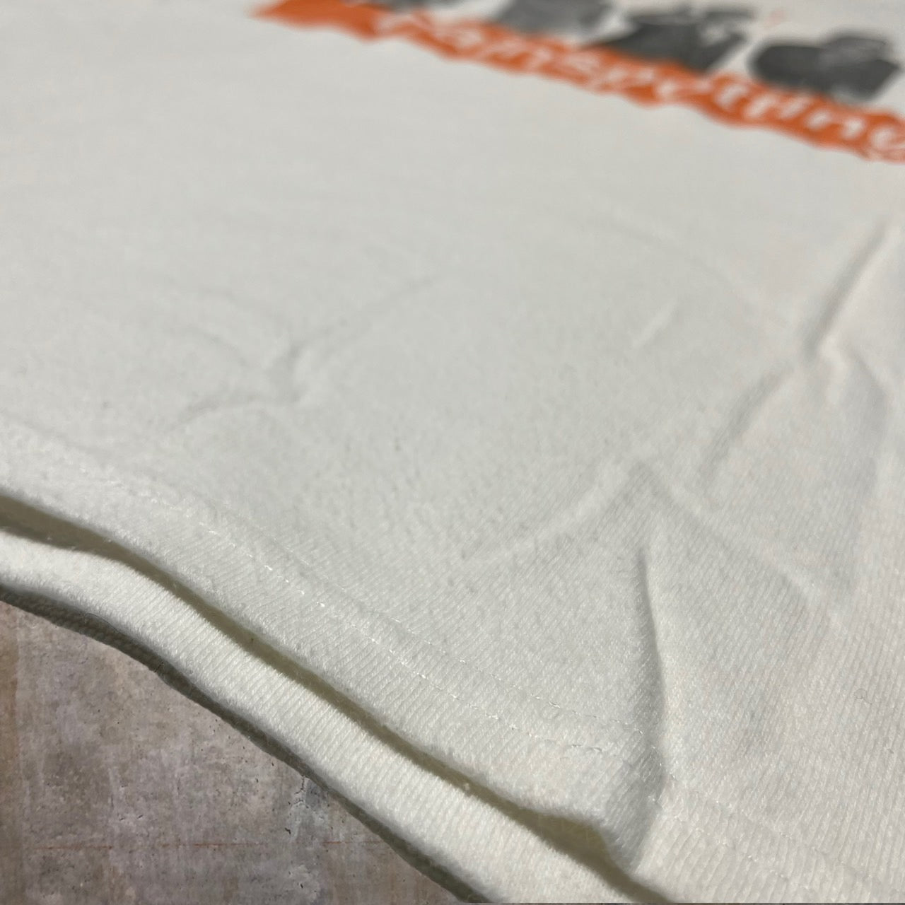 UNDERWORLD(アンダーワールド) 90's trainspotting TEE/リンガーTシャツ/トレインスポッティング/ムービーTシャツ 表記無し(Sサイズ程度) ホワイト×オレンジ 当時物 1996年 Underworld Born Slippy 映画