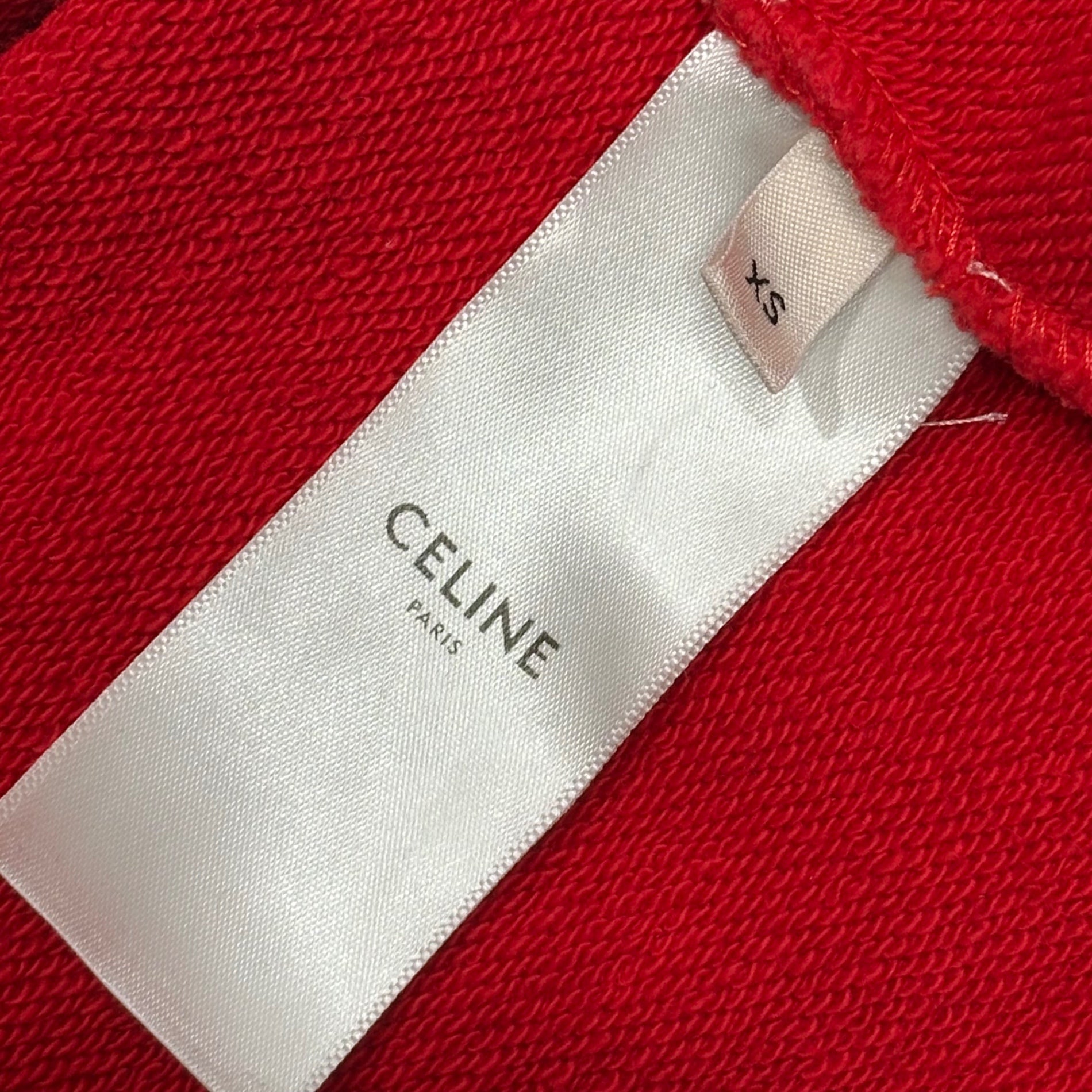 CELINE(セリーヌ) 2021SS By Hedi Slimane LOOSE HOODIE IN COTTON FLEECE エディ期 ルーズ フーディー コットン フリース 2Y321052H XS レッド プルオーバー パーカー ロゴ