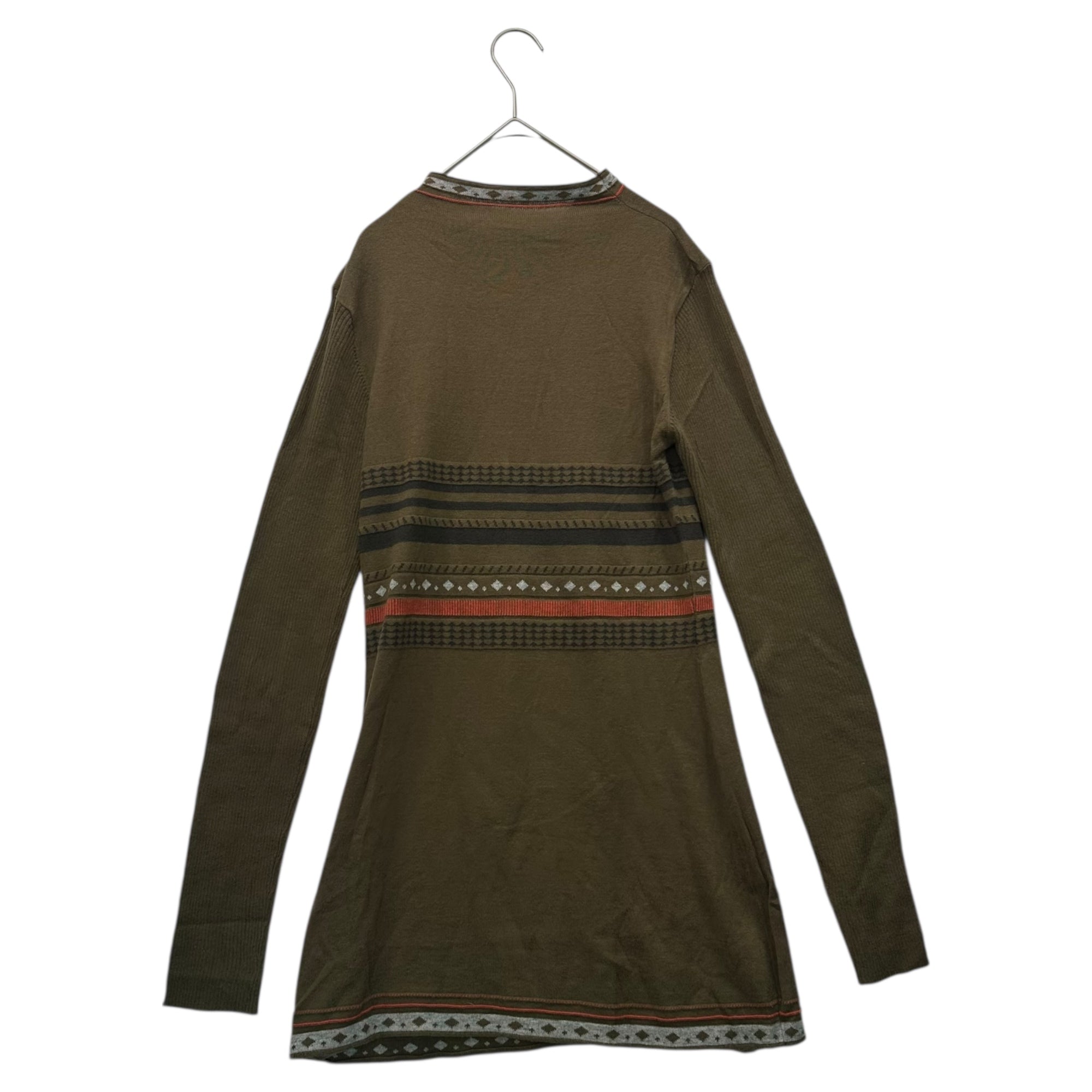 MARITHE FRANCOIS GIRBAUD(マリテフランソワジルボー) 00's Flared Knit Design Dress フレア ニット デザイン ワンピース F7-9603 S オリーブ Y2K 長袖 ミニ丈