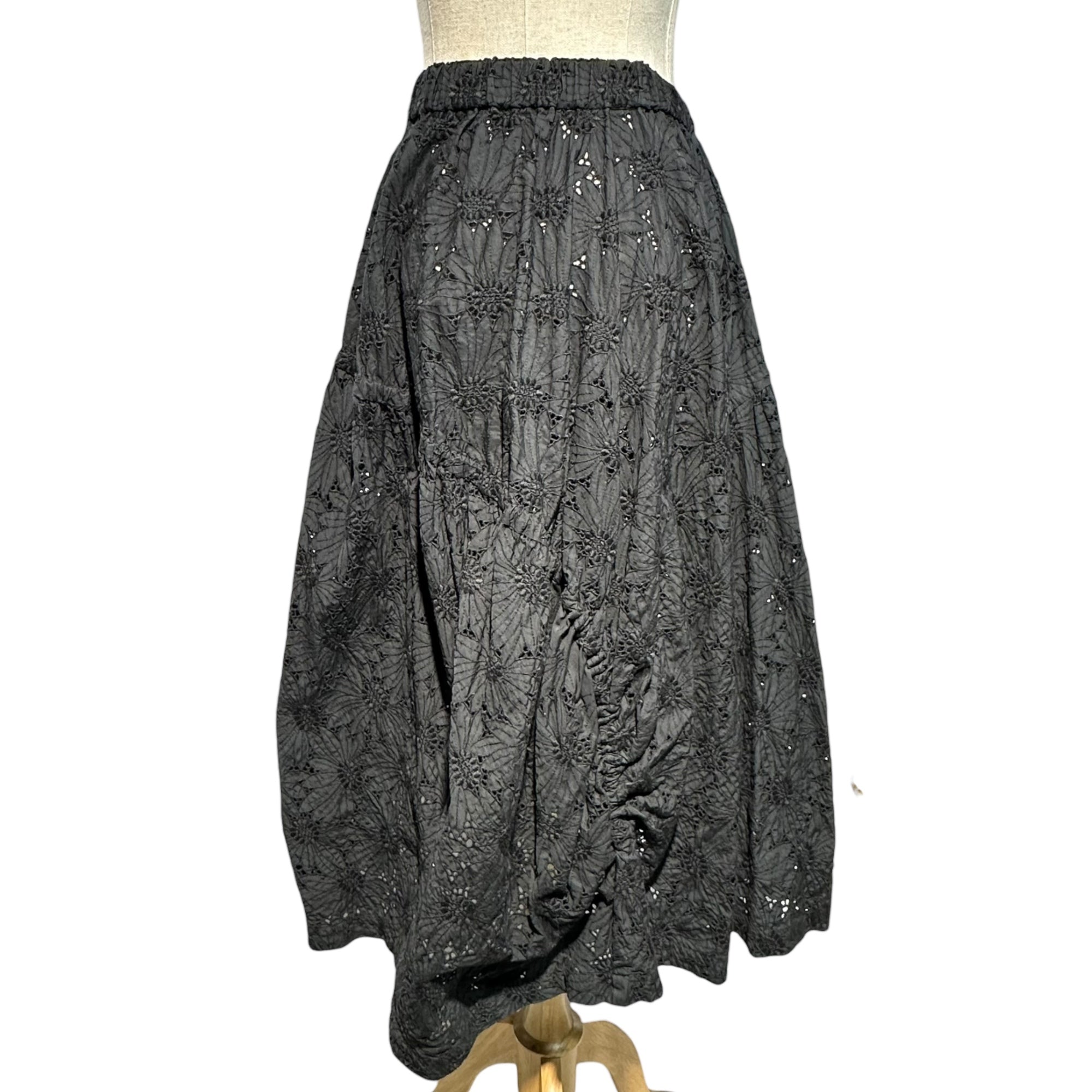 COMME des GARCONS(コムデギャルソン) Cutwork Lace Easy Skirt カットワーク レース イージー スカート ブラック 品質表示タグ切取