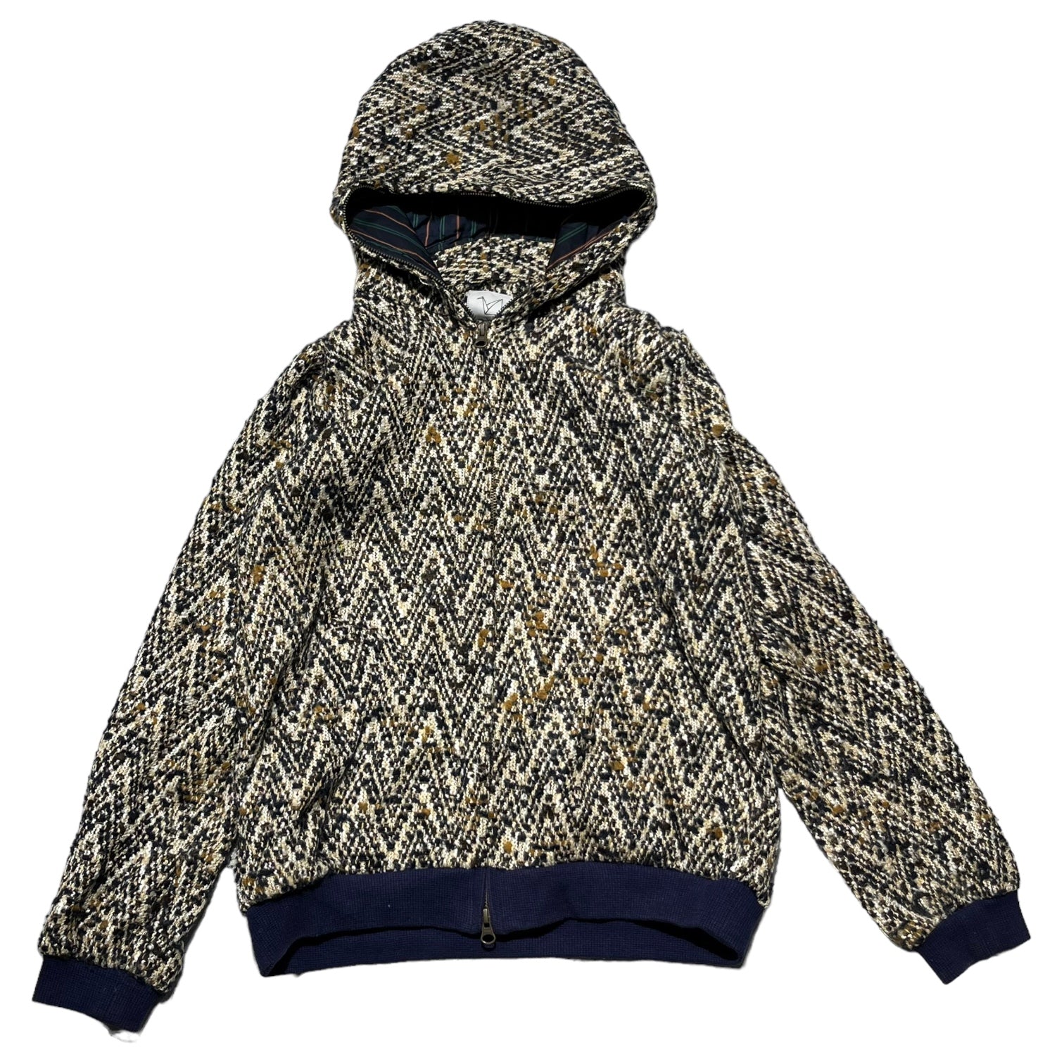 ohta(オオタ) zip up knit hoodie ジップアップ ニット パーカー SIZE MS ブラウン×ネイビー