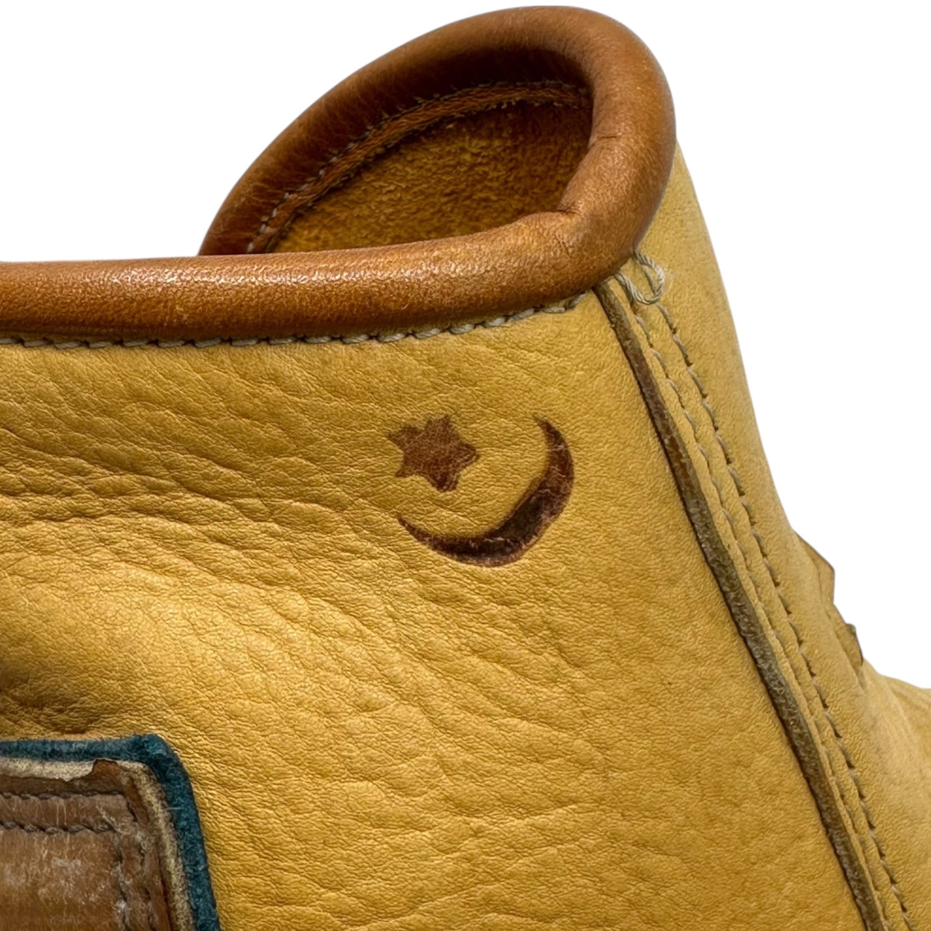 RON BOYD × BEAMS PLUS(ロンボイド × ビームスプラス) Concho Custom Moccasin Boots コンチョ カスタム モカシン ブーツ アメリカンヒッピー 27~27.5cm程度 ベージュ×ブラウン INDIAN JEWELRY Fair限定 ロンボイド氏ハンドメイド レザー