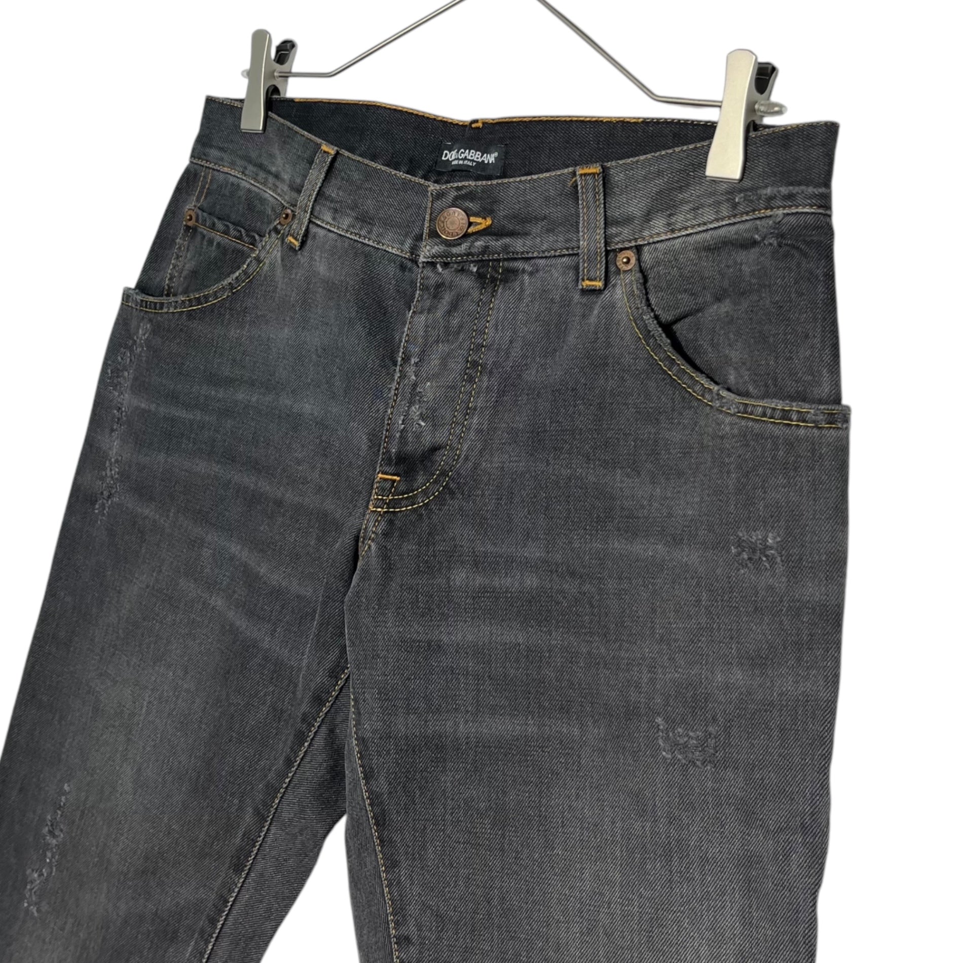 DOLCE&GABBANA(ドルチェ&ガッバーナドルガバ) Distressed slim denim pants ダメージ加工 スリム デニム パンツ G32KLP G8K77 46(M程度) ブラック