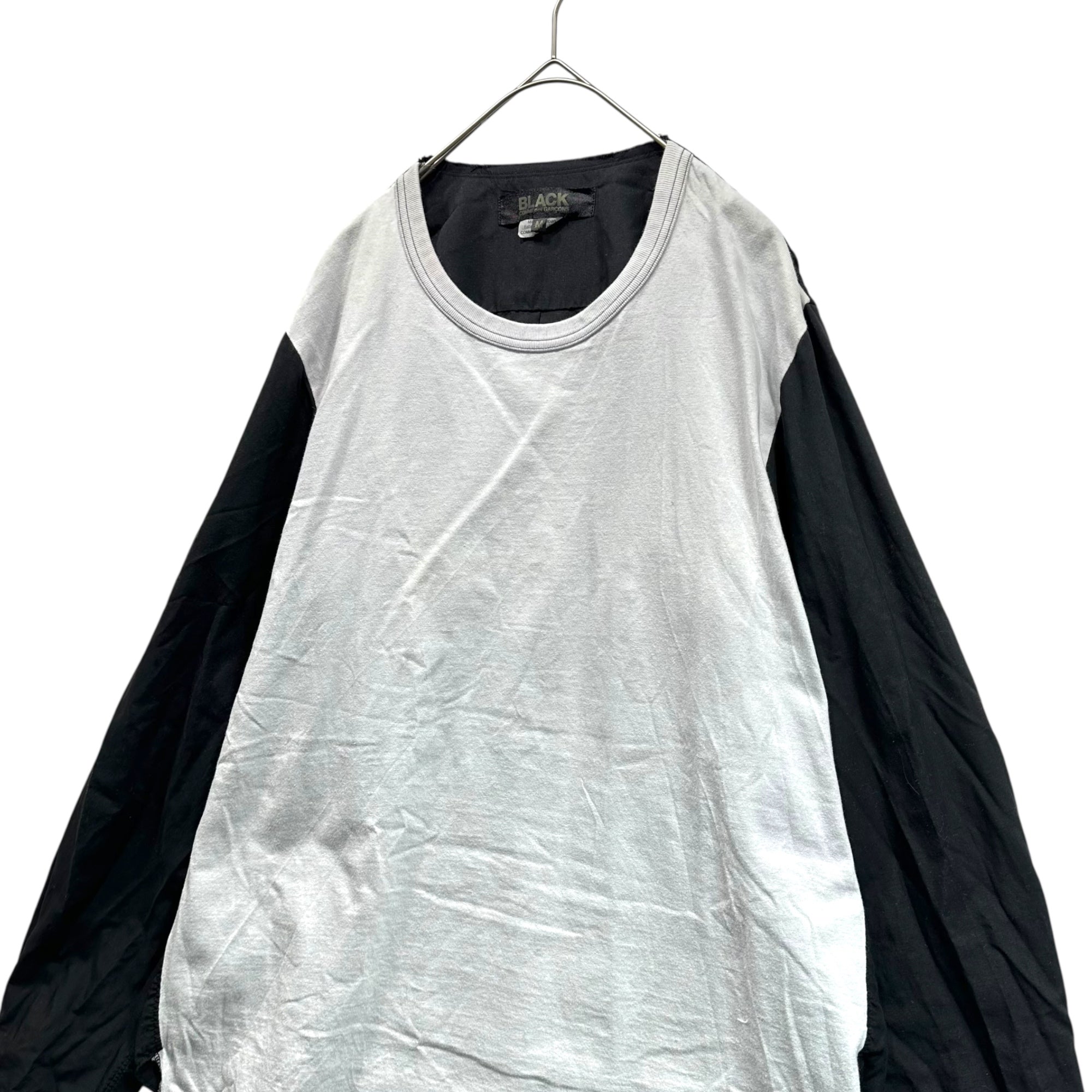 BLACK COMME des GARCONS(ブラックコムデギャルソン) 22AW L/S T-Shirt with Shirt Sleeve Docking シャツスリーブ ドッキング 長袖 カットソー 1J-B014 M グレー×ブラック AD2022 男女着用可能