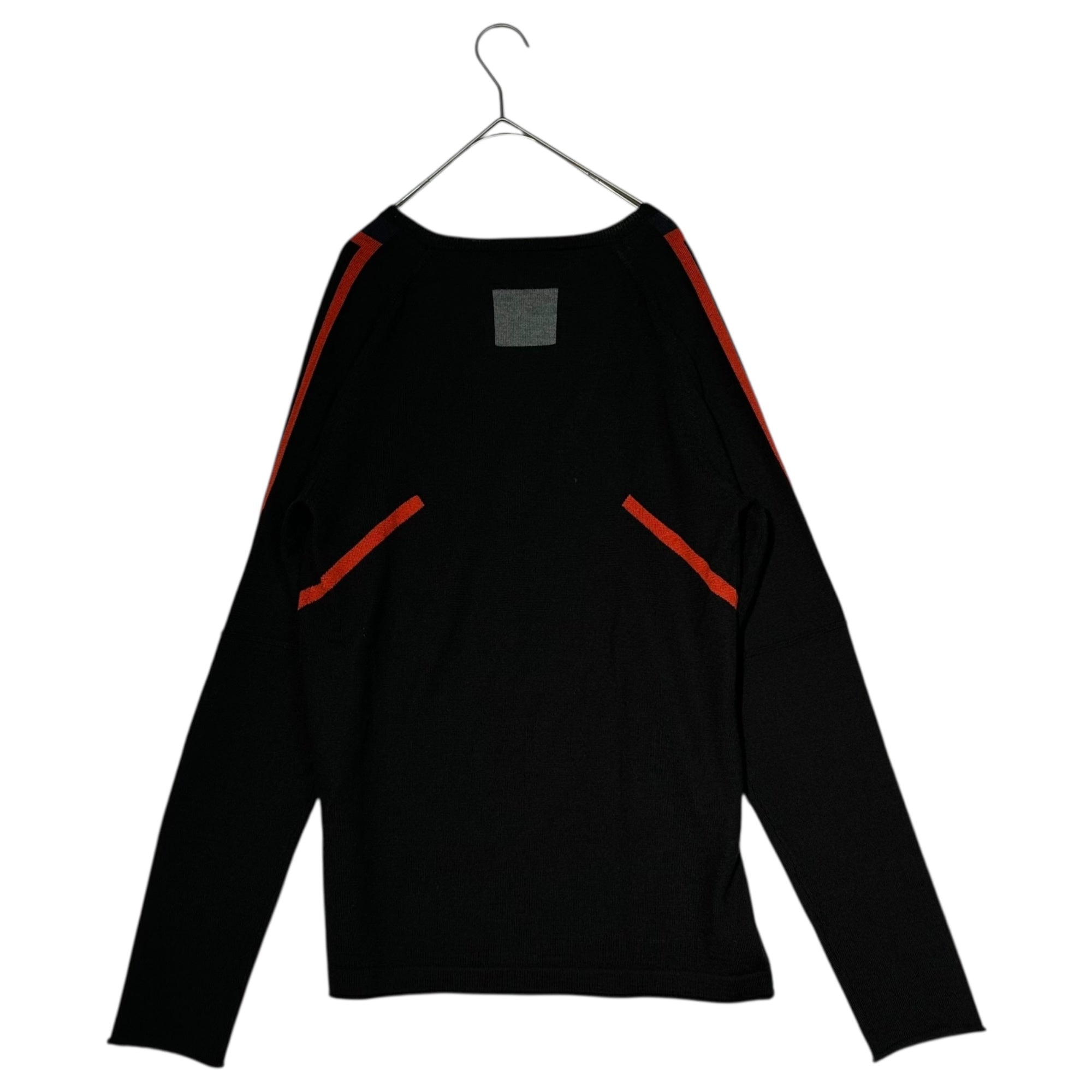 MARITHE FRANCOIS GIRBAUD(マリテフランソワジルボー) 00's V-neck wool design knit Vネック ウール デザイン ニット M7-8134 L ブラック×レッド