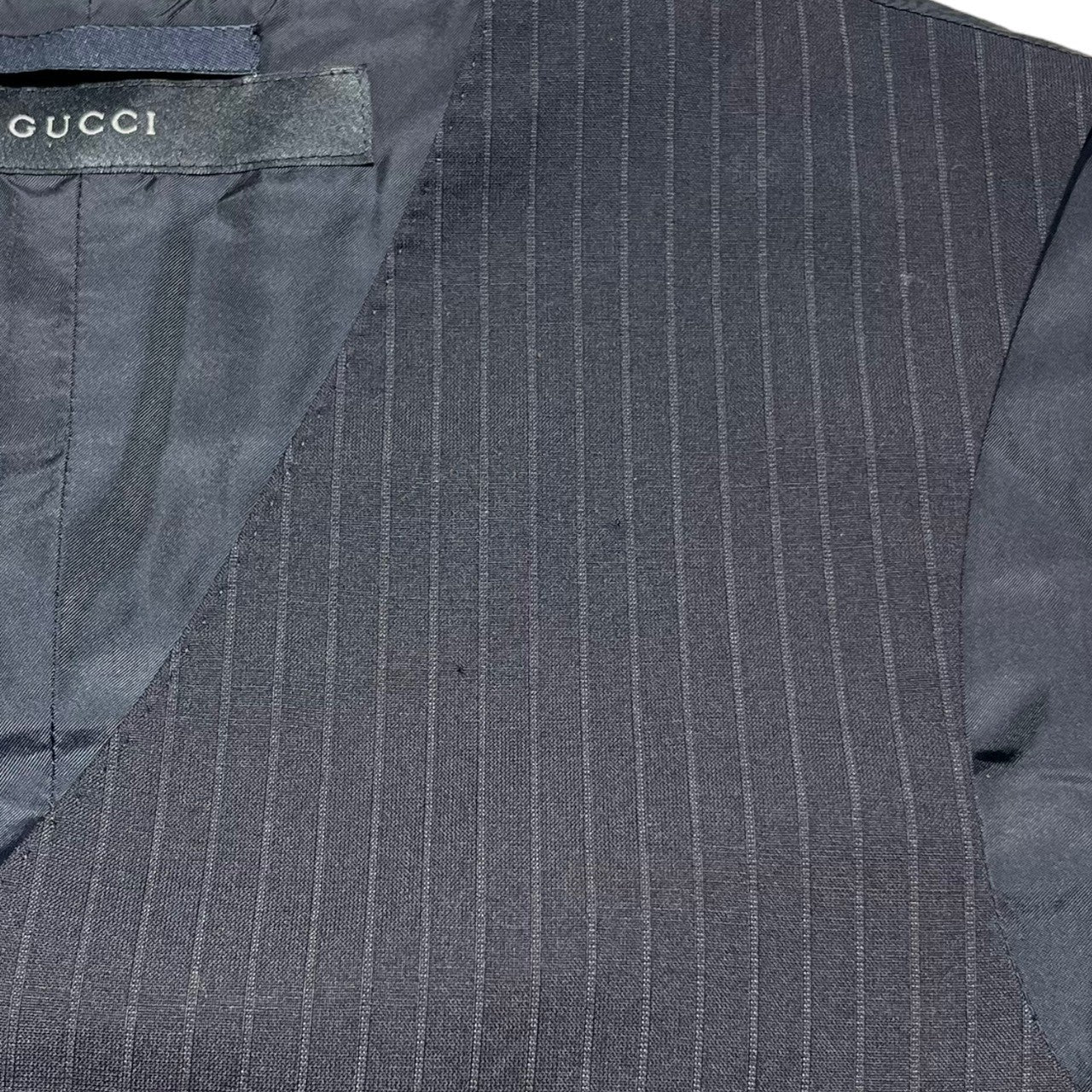 GUCCI(グッチ) 90's ~00's By TOM FORD striped dress gilet トムフォード期 ストライプ ジレ 46(M程度) ネイビー 90年代~ スーツ ベスト