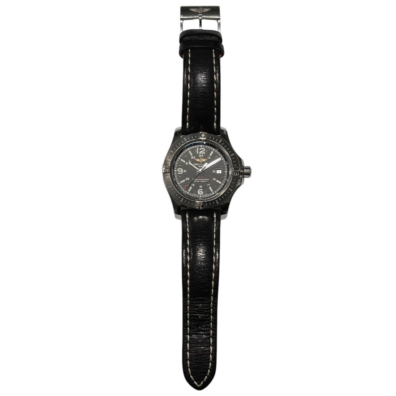 BREITLING(ブライトリング) COLT date quartz コルト デイト クオーツ 腕時計 A74388 ブラック 本体のみ 純正レザーブレスレット レザー ベルト ウォッチ