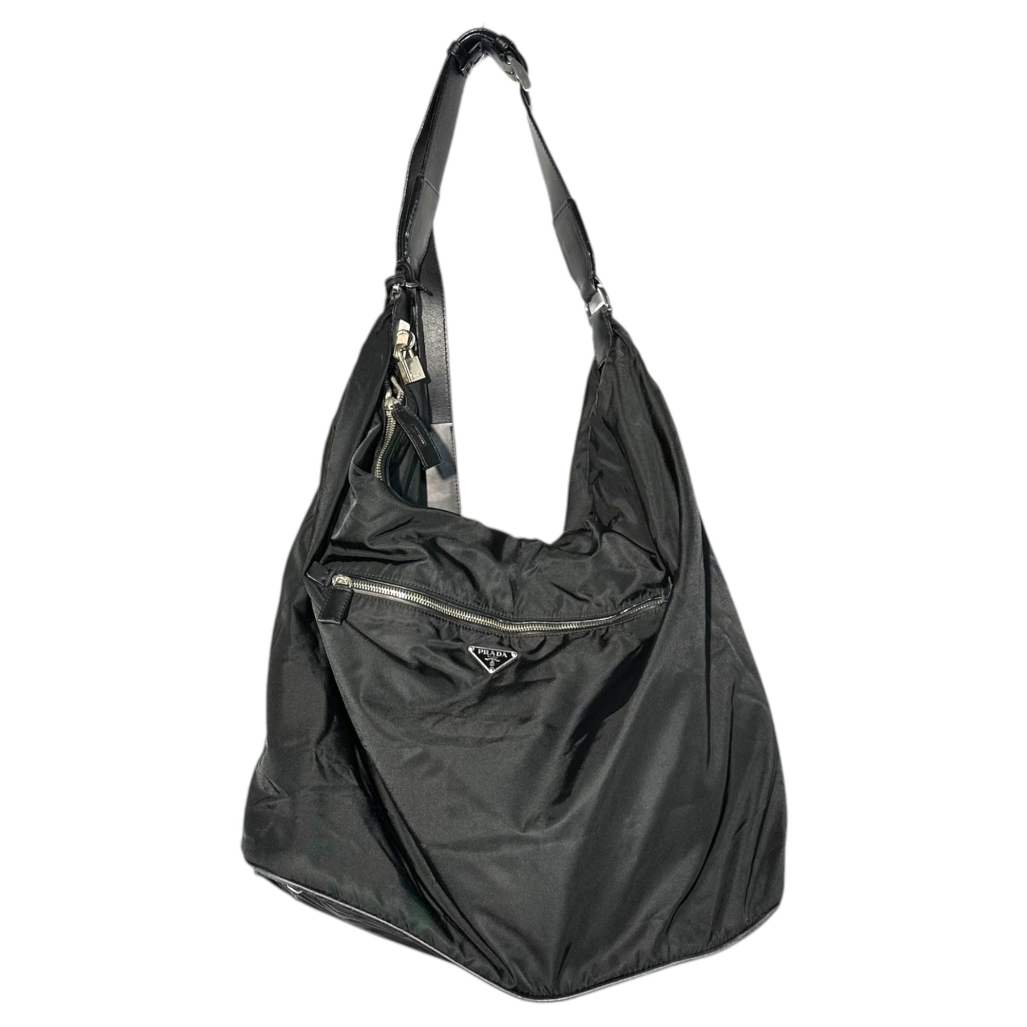 PRADA(プラダ) Big Diagonal Shoulder Bag ビッグ 斜め掛け ショルダー バッグ VA0280 ブラック ボストン 旅行 レザー ナイロン