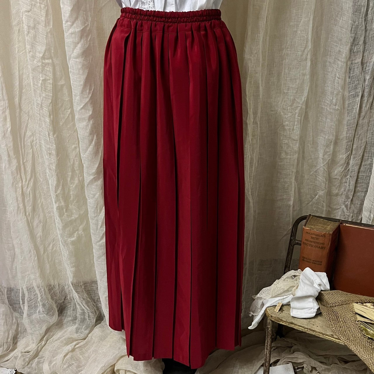Euro Vintage(ヨーロッパヴィンテージ) Story_70’s pleated dance skirt/プリーツダンススカート 表記なし(Mサイズ程度) レッド