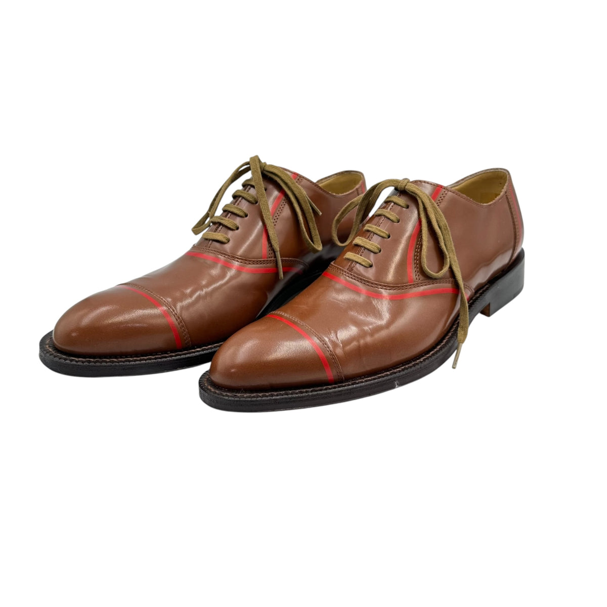 COMME des GARCONS HOMME PLUS(コムデギャルソンオムプリュス) 2000AW ”Docking Rock” Line dress shoes ドッキングロック ドレス シューズ PK-04102 25cm ブラウン×レッド 00's 革靴