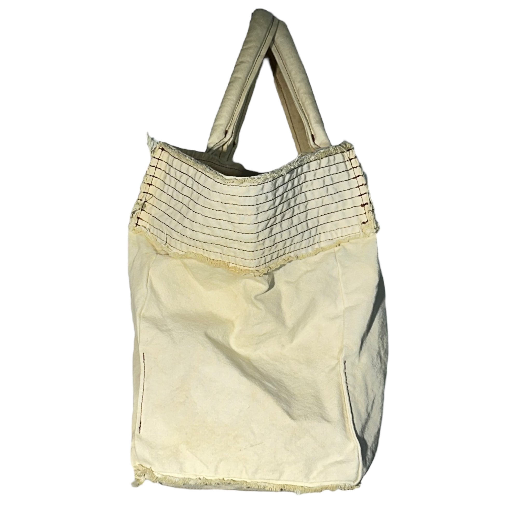 tricot COMME des GARCONS(トリココムデギャルソン) 05SS Brown Stitch Canvas Hand Tote Bag ブラウンステッチ キャンバス ハンド トートバッグ TO-K205 アイボリー×ブラウン