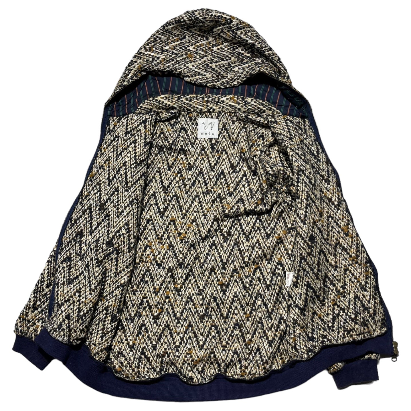 ohta(オオタ) zip up knit hoodie ジップアップ ニット パーカー SIZE MS ブラウン×ネイビー