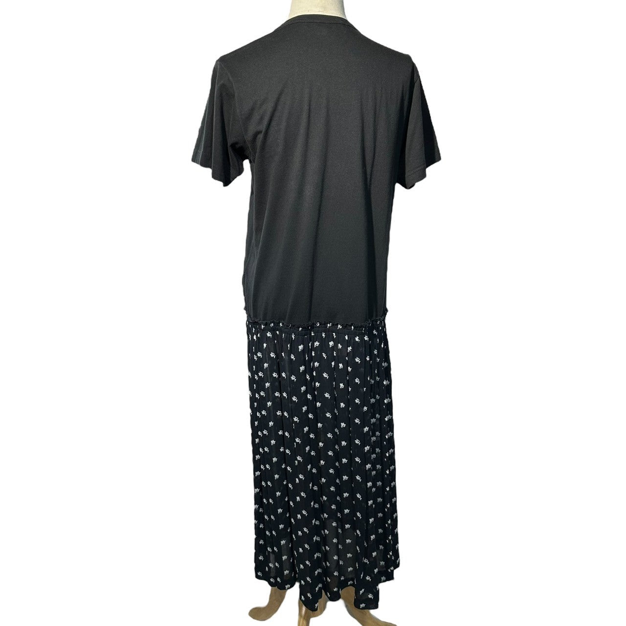 COMME des GARCONS COMME des GARCONS(コムデギャルソンコムデギャルソン) 14SS Cupra Blend S/S Shift Dress キュプラ 切替 カットソー 半袖 ワンピース RM-O016 S ブラック×ネイビー
