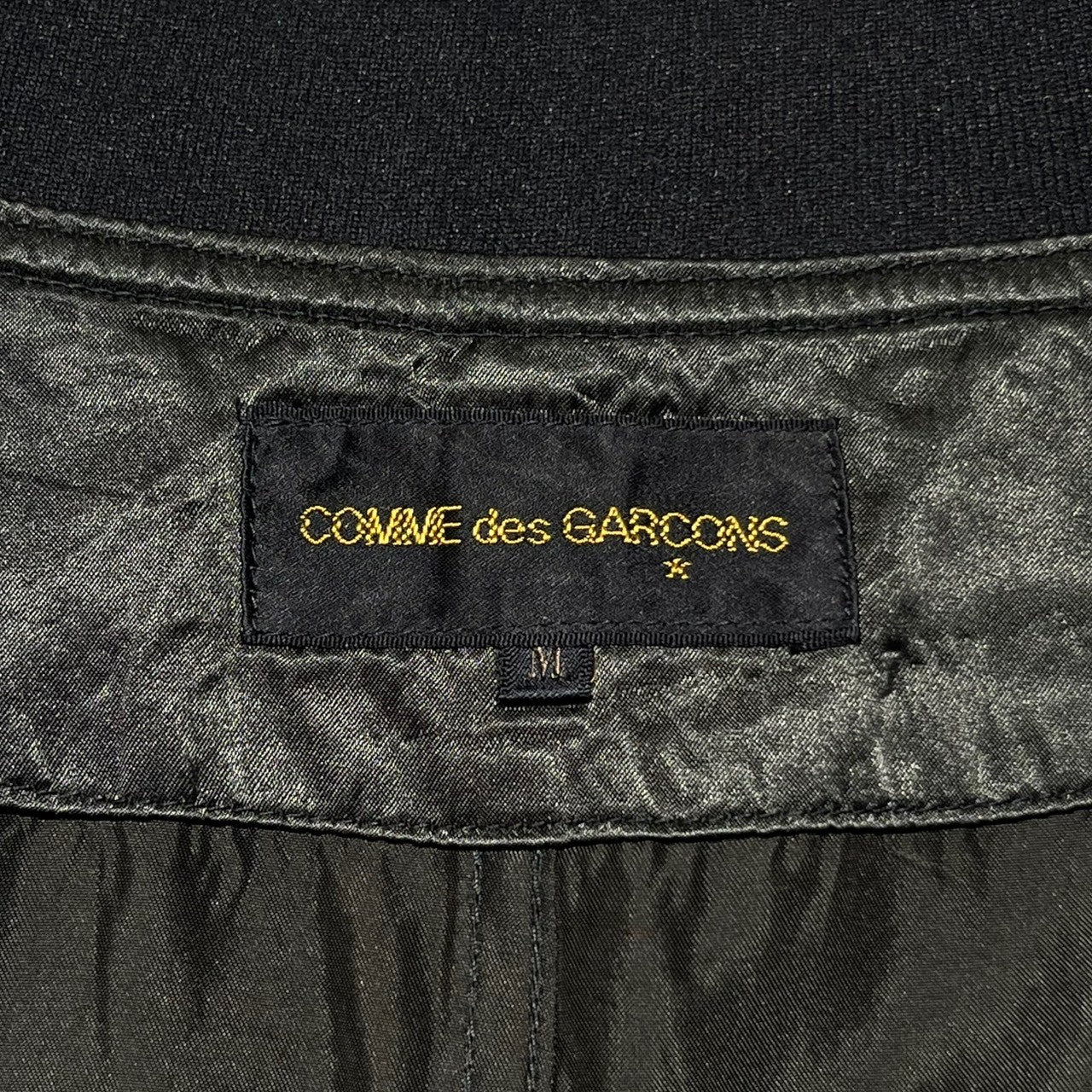 COMME des GARCONS(コムデギャルソン) 1986SS ”Printemp-Été 1986”Archive Staff Coat オリジナル スタッコ コート 表記無し(FREE) ブラック×ネイビー アーカイブ 袖ストライプ バックプリント 80s 80年代 本人期