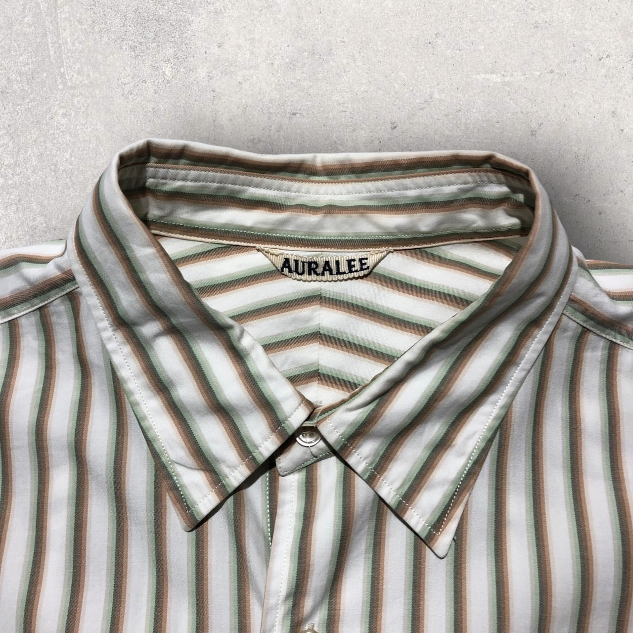 AURALEE(オーラリー) 19SS WAWASHED FINX TWILL STRIPE SHIRTS A9SS01TS 4(Mサイズ程度) ホワイト