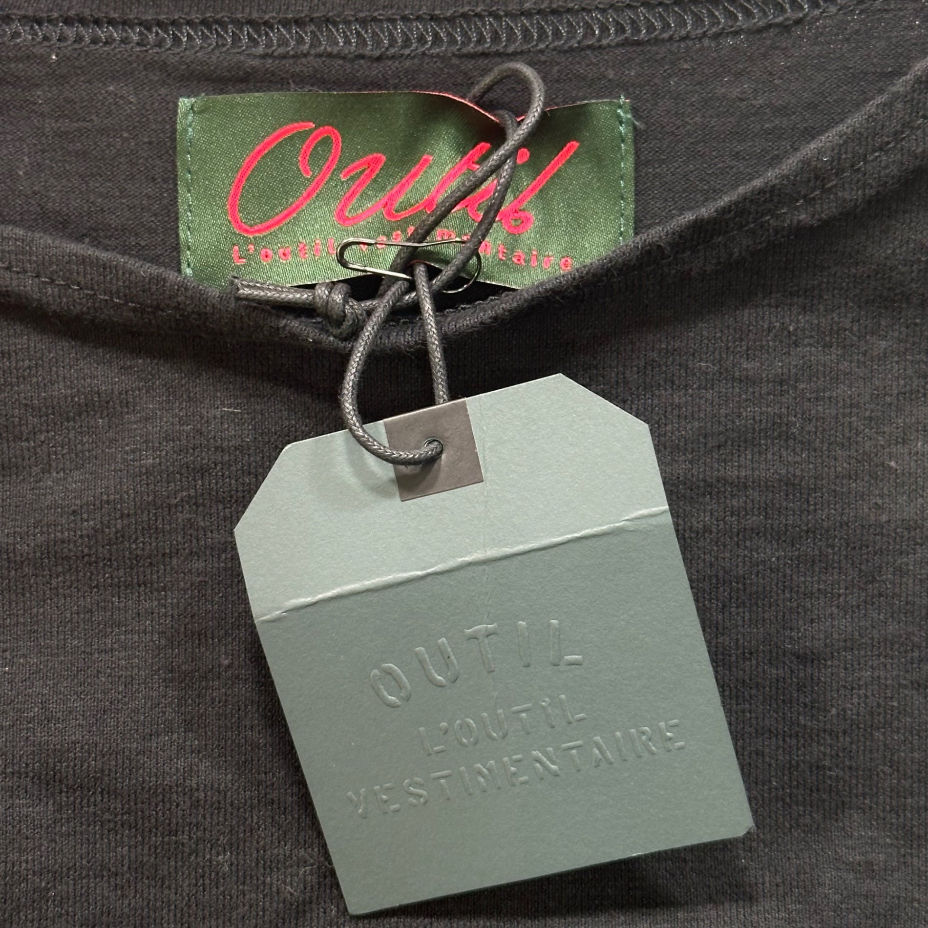 OUTIL(ウティ) tricot habas 長袖 バスク シャツ OV-C003 1 ブラック カットソー Tシャツ