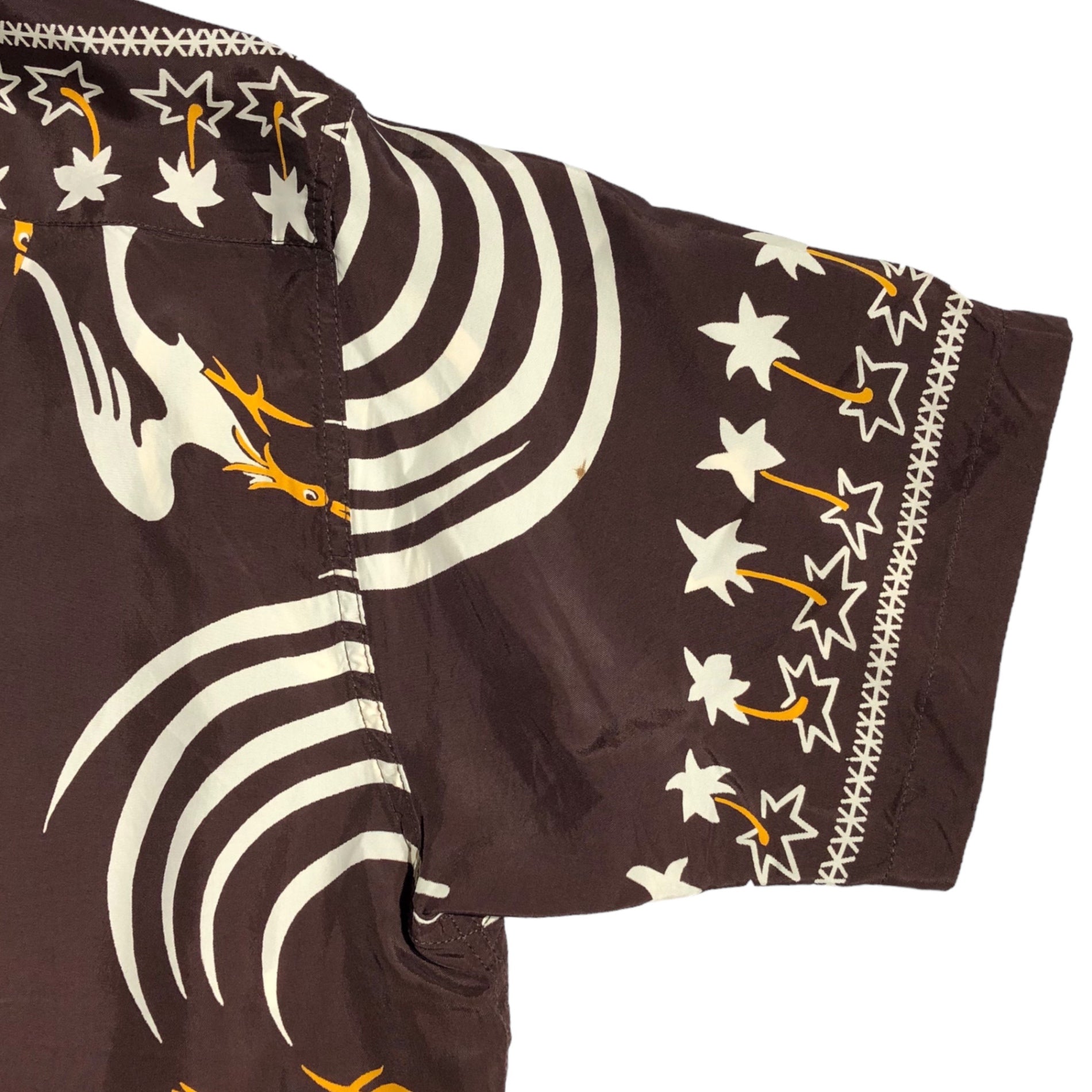 SUN SURF(サンサーフ東洋) 04's LONG TAILED COCK ALOHA SHIRTS アロハシャツ SS31599 XS ブラウン×アイボリー