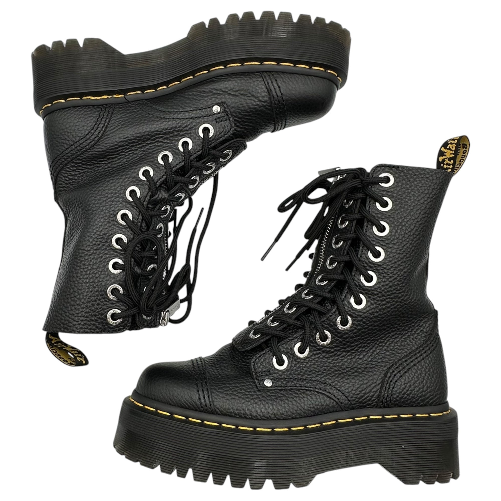 DR.MARTENS(ドクターマーチン) Center-Zip 10-Eyelet Lace-Up Boots センタージップ 10ホール レースアップ ブーツ AW006 KV07Y UK5(24.0cm程度) ブラック