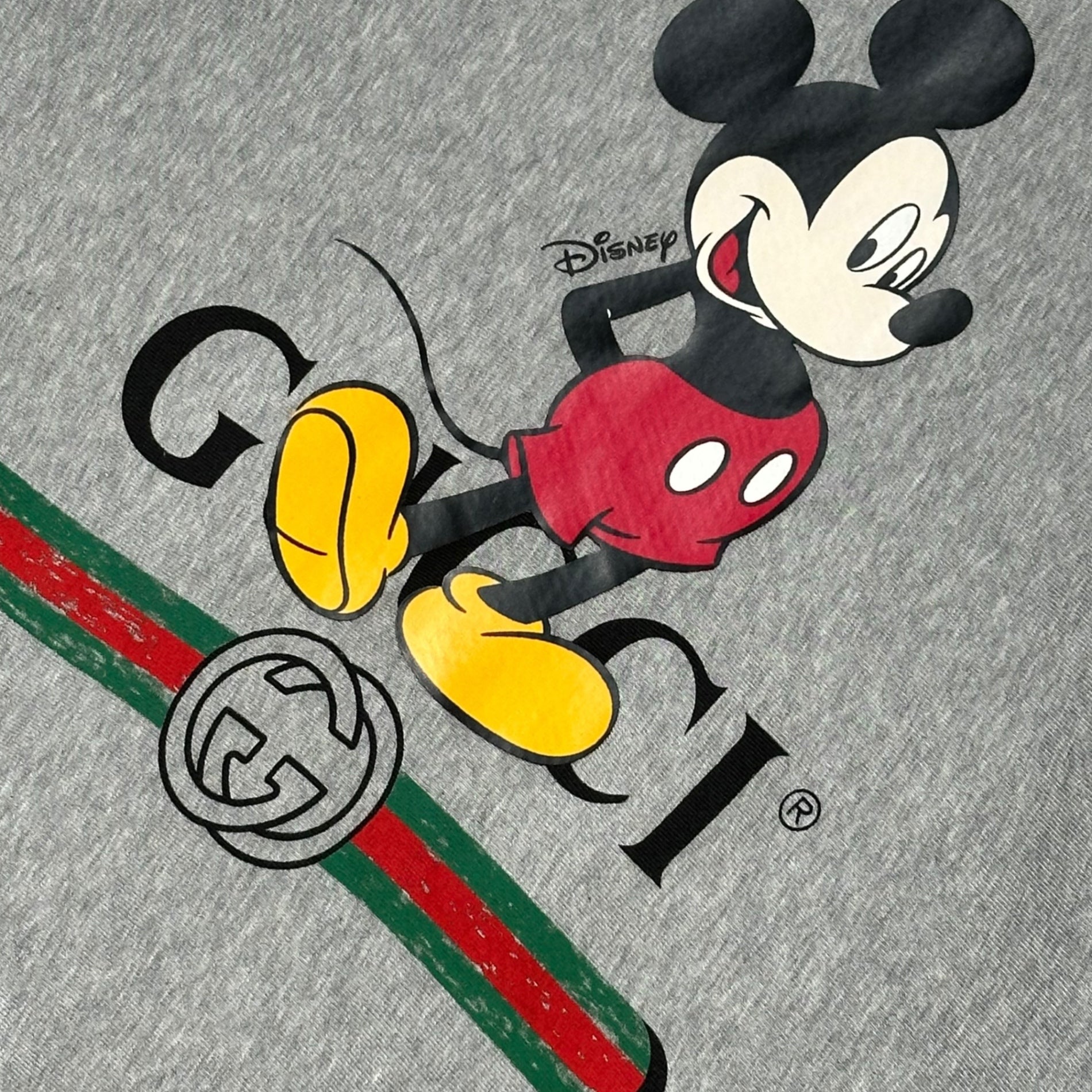 GUCCI×Disney(グッチ×ディズニー) Mickey Printed Logo Hoodie ミッキー プリント ロゴ フーディー 604218 XS グレー コラボ プルオーバー パーカー
