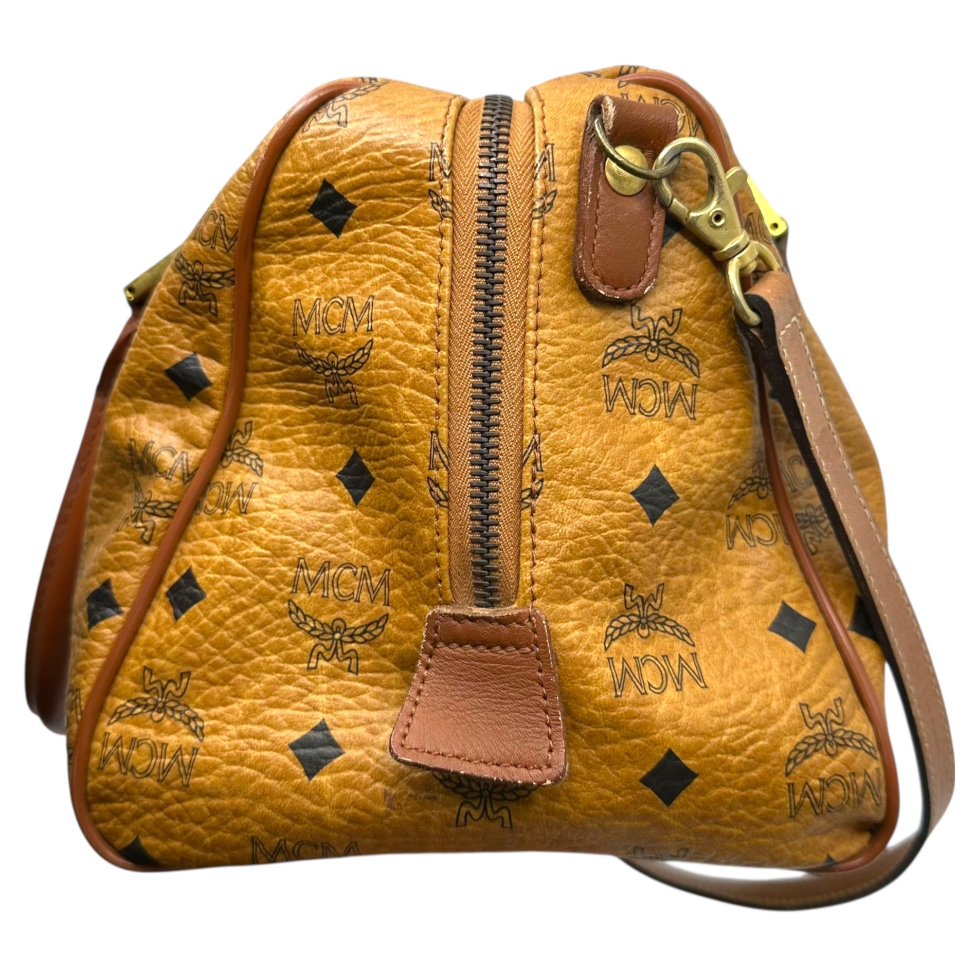 MCM(エムシーエム) 2way Shoulder Mini Boston Bag ショルダー ミニ ボストン バッグ ブラウン ririジップ