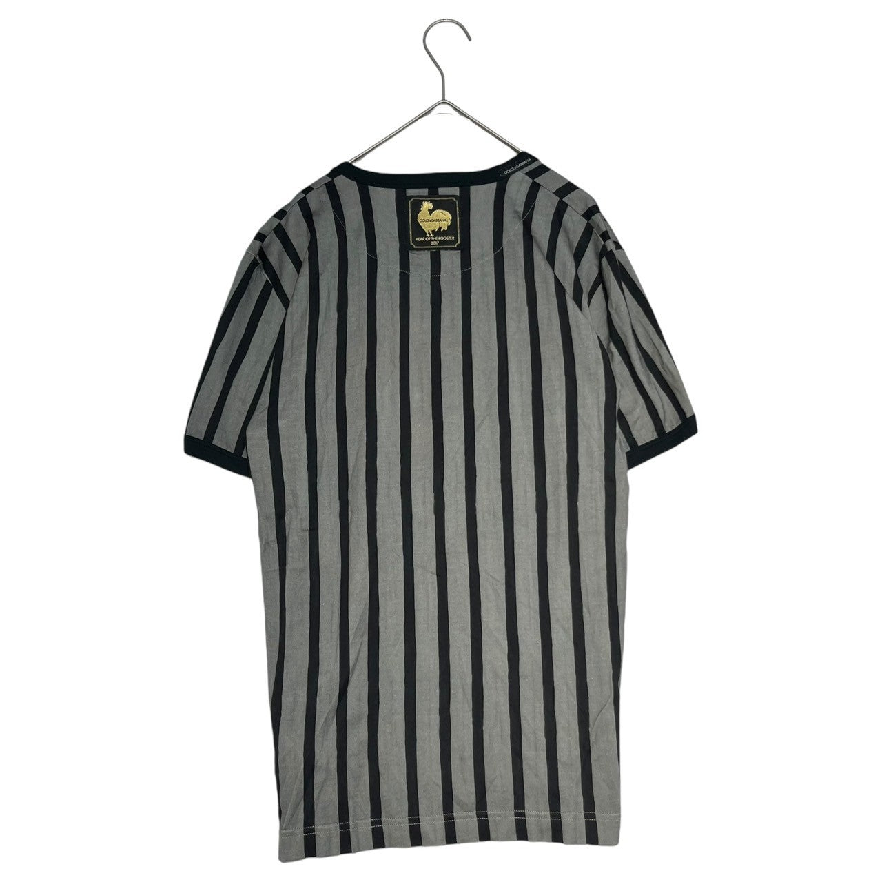 DOLCE&GABBANA(ドルチェ&ガッバーナドルガバ) 17 YEAR OF THE ROOSTER T-shirt ニワトリ プリント Tシャツ 鶏 G8GX8Z/G7JYA 46 グレー×ブラック