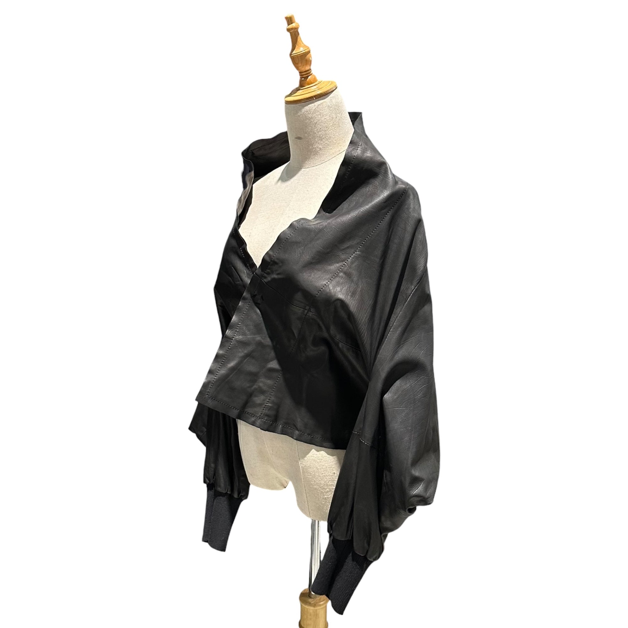 Y's(ワイズ) “Haori” Dolman-Sleeve Cowhide Leather Jacket 「羽織」 ドルマン スリーブ カウレザー ジャケット YW-J33-710 1(S程度) ブラック 男性着用可能