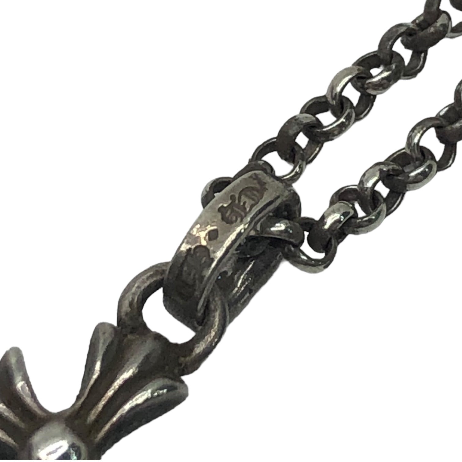 CHROME HEARTS(クロムハーツ) CUTOUT CROSS DOG TAG & BABY FAT ROLL CHAIN NECKLACE カットアウト クロス ドックタグ & ベイビー ファット ロール チェーン ネックレス シルバー クロムハーツ東京 インボイス付