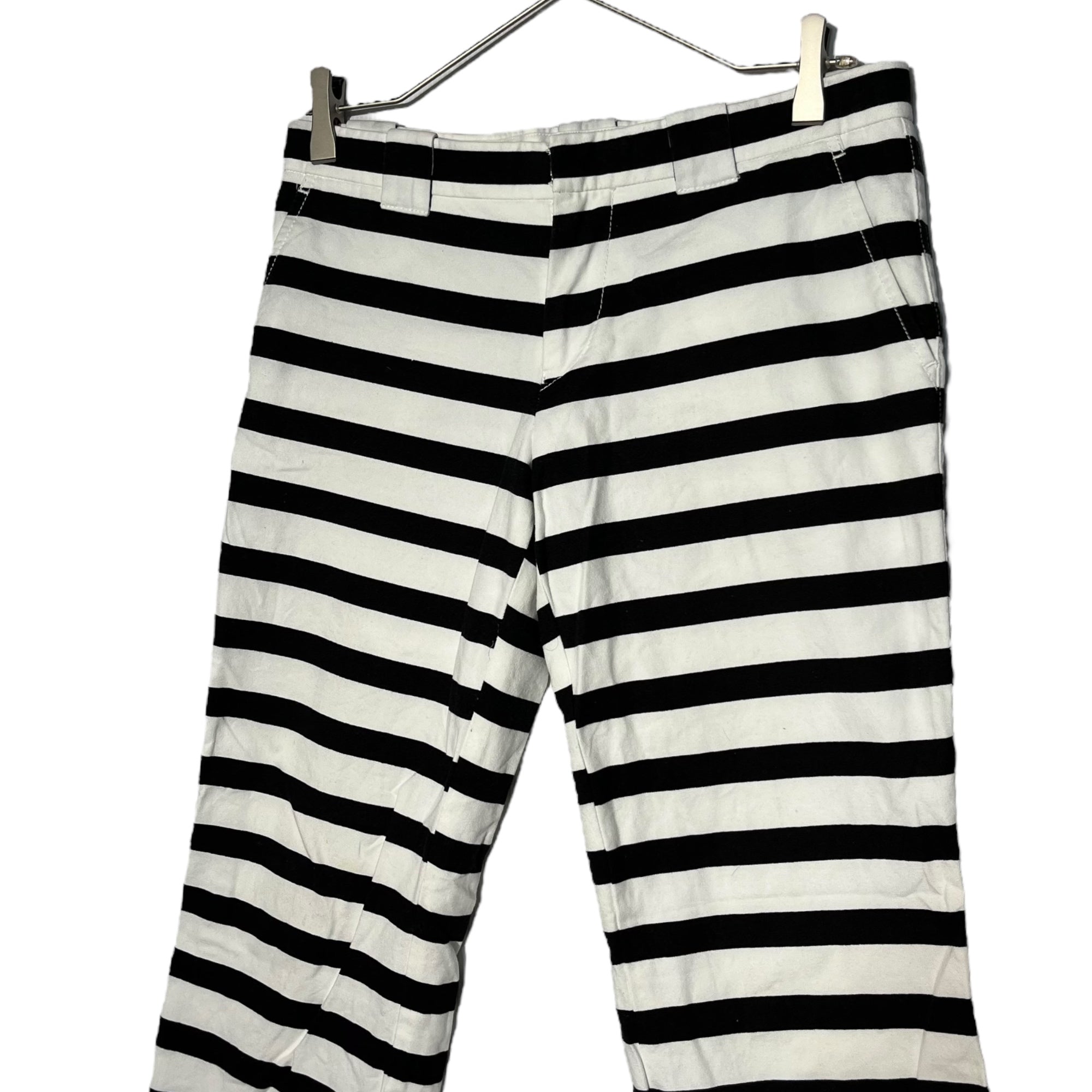 COMME des GARCONS(コムデギャルソン) ボーダーコットンパンツ TF-P004 M ホワイト×ブラック